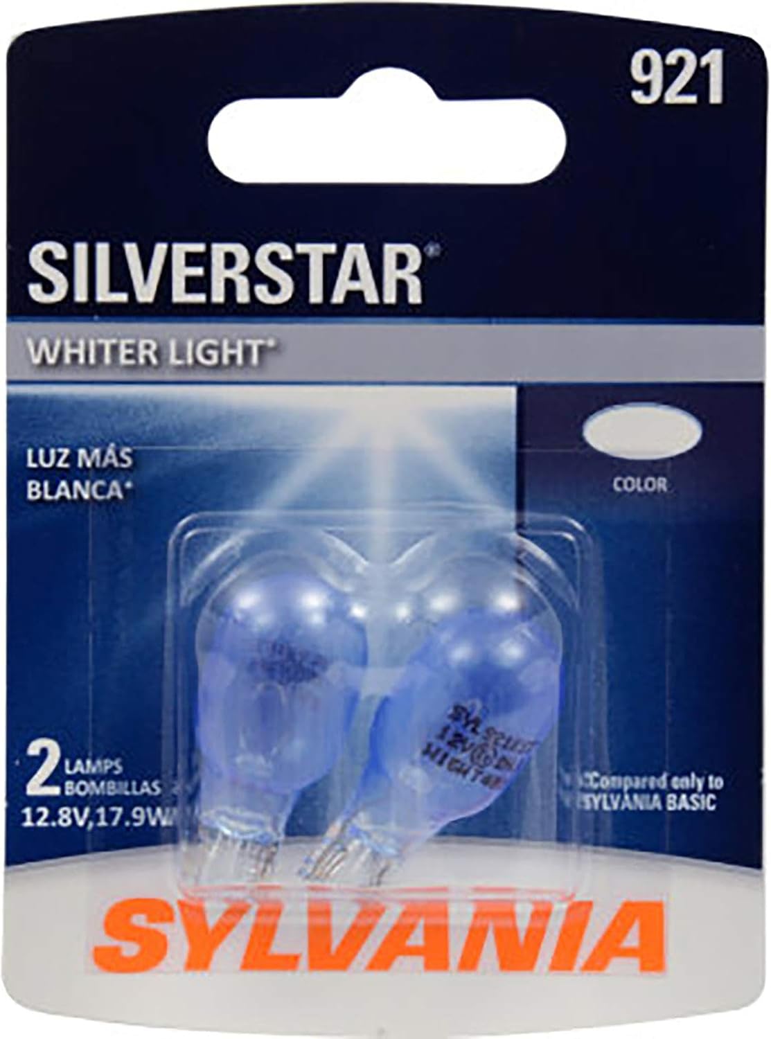 SYLVANIA - 921 SilverStar Mini Bulb - Brighter and Whiter Light, Ideal for Center High Mount Stop Light (CHMSL) and More (Contains 2 Bulbs)