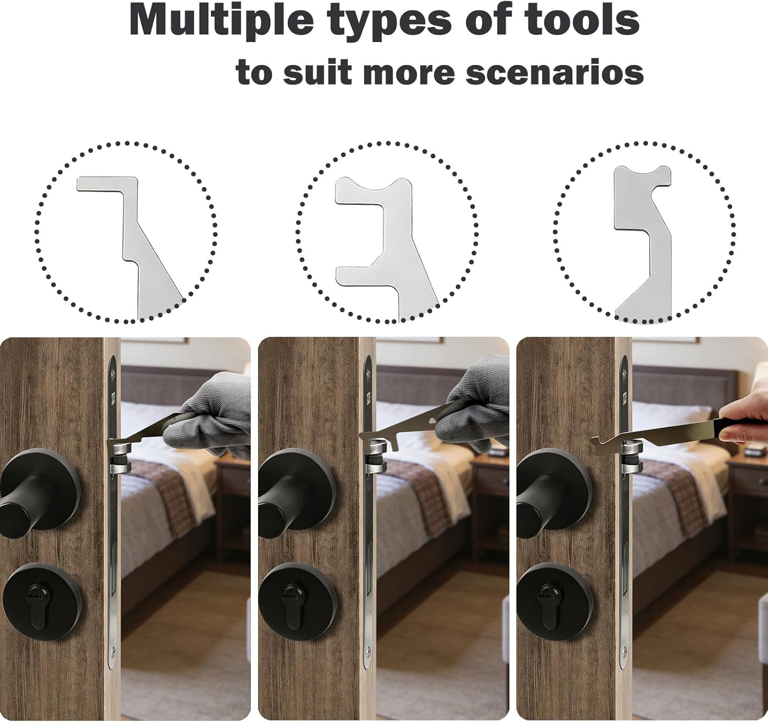 Inchant Firefighters' Door Opening Tools Multi-Purpose Kit,3 Pcs Spring Steel Pry Set,Door Lock Opener Tool For First Responders & Firefighter with Protective Gloves