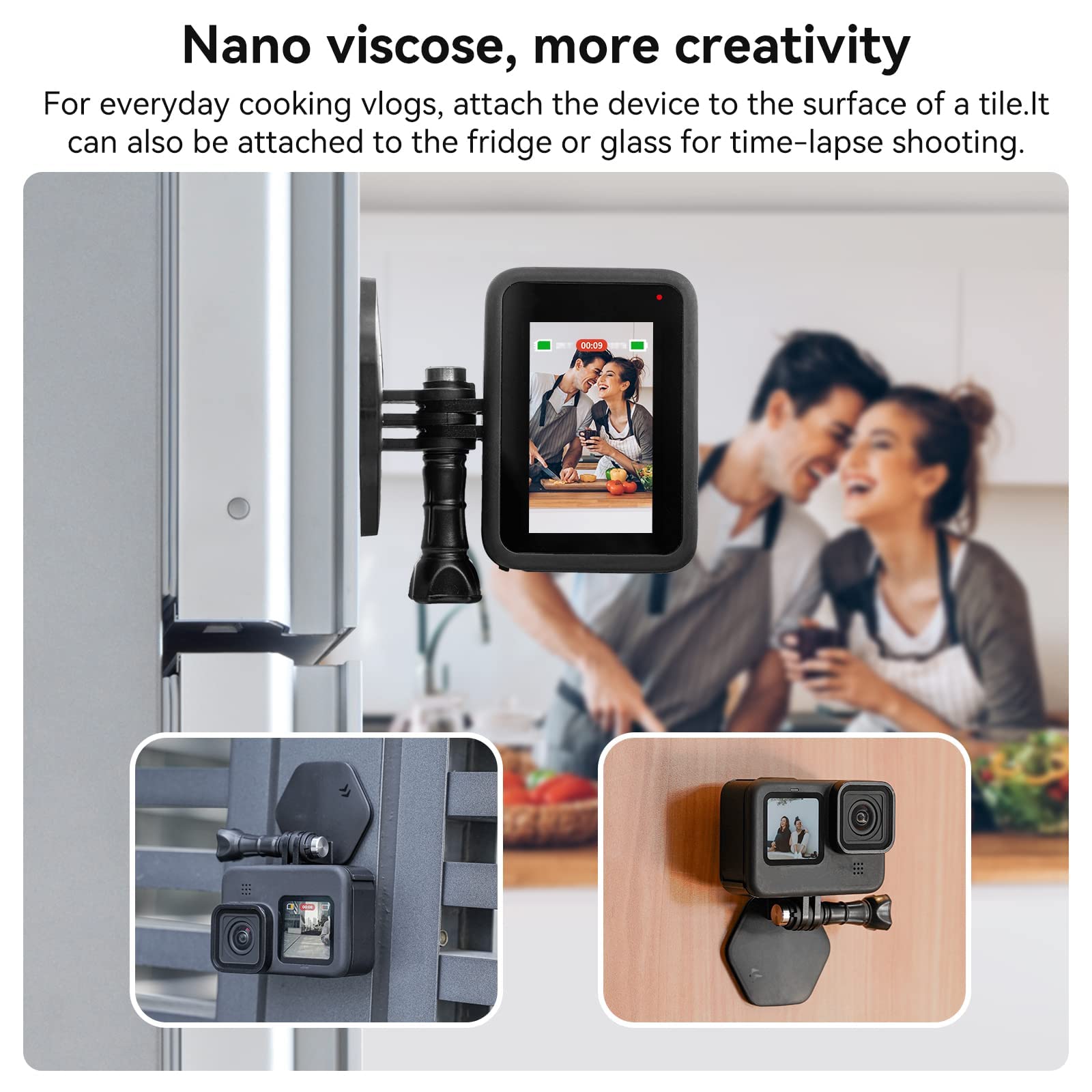 TELESIN Soporte Magnético Snap Cuello y Pecho para GoPro Hero 13/12/11/10/9, Insta360, dji Osmo Action, con Base de Liberación Rápida, Montura de Nanoviscosa, Kit de Adaptador de Palo Selfie
