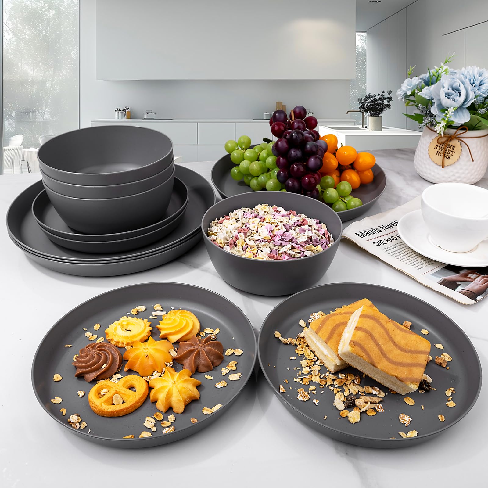 Dark Gray Ikea Grey Dishes 18 Piece Ikea Grey Dinner Set IKEA