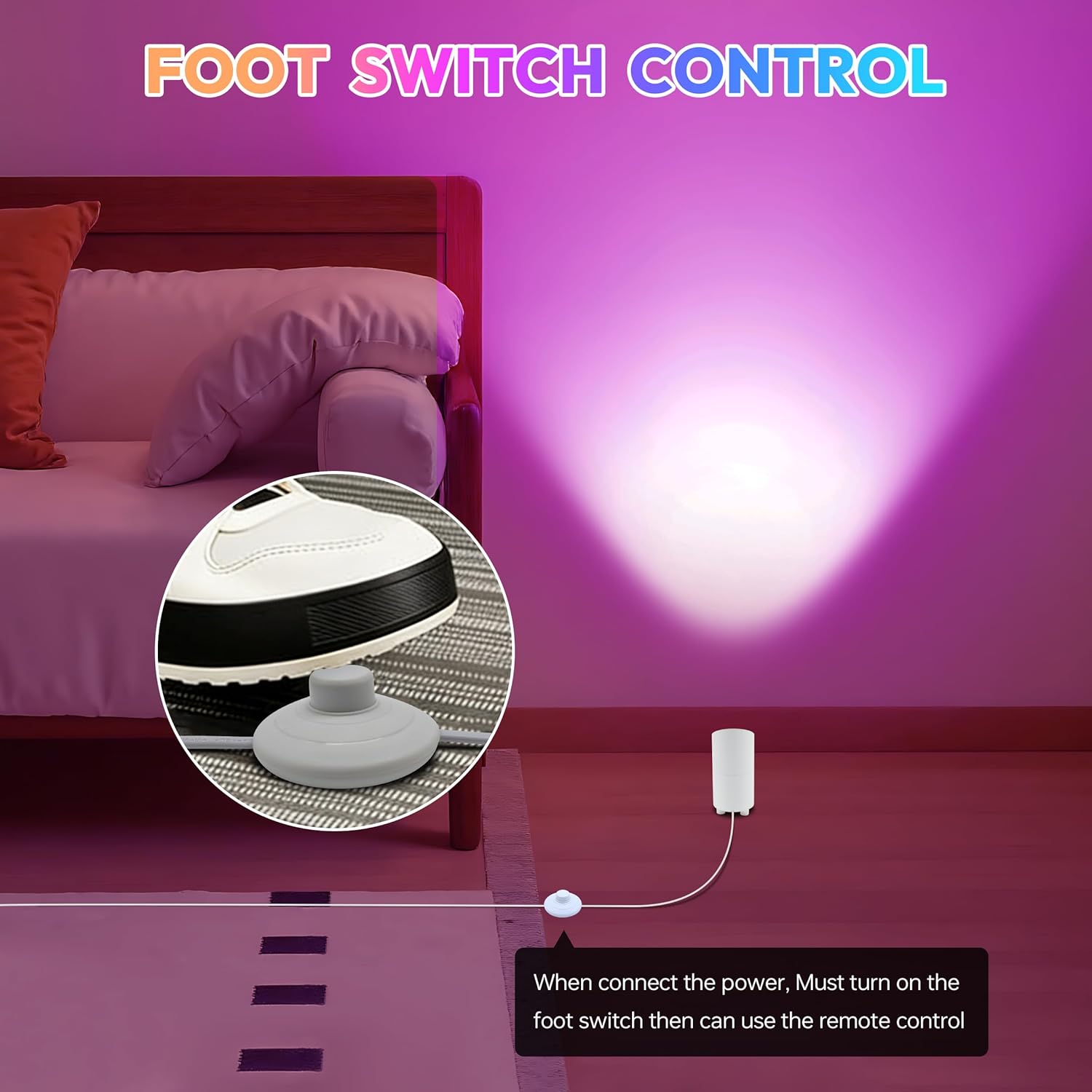 2Pack RGBW Uplights Indoor with Remote, Color Changing LED Indoor Floor Spotlight,Dimmable Indoor Spotlight with Foot Switch,Up Lights Indoor Floor Can Light for Plants, Wall, Artwork,Living Room