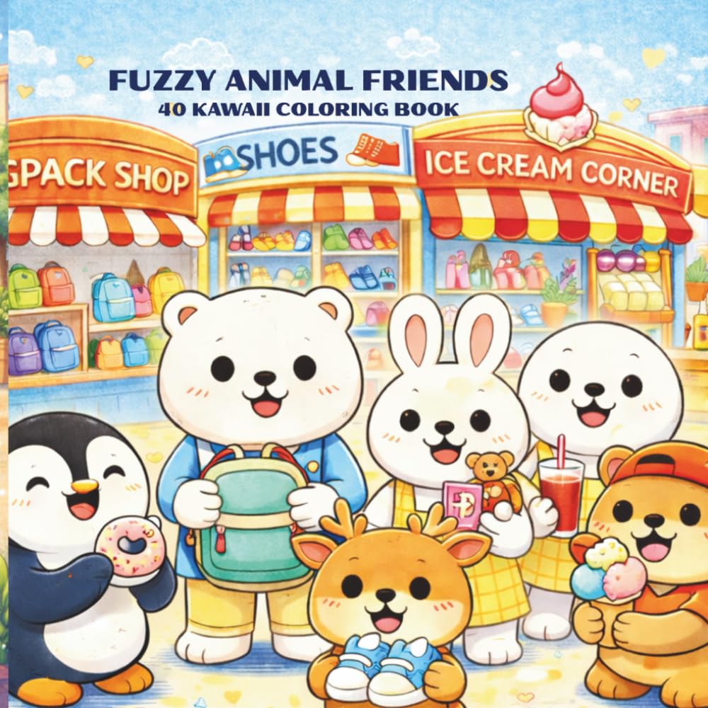 FUZZY ANIMAL FRIENDS: 40 KAWAII COLORING BOOK