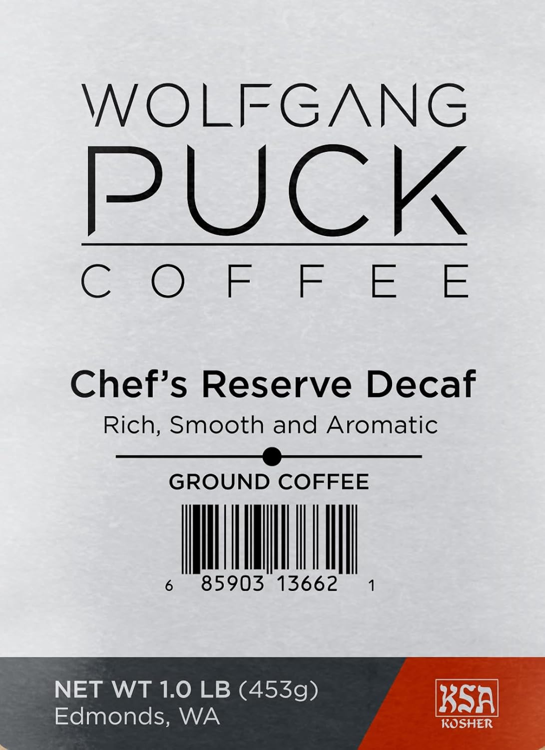 Wolfgang Puck Coffee, Chef's Reserve Decaf, Ground Coffee, 1-Pound, (Pack of 3) (014662)