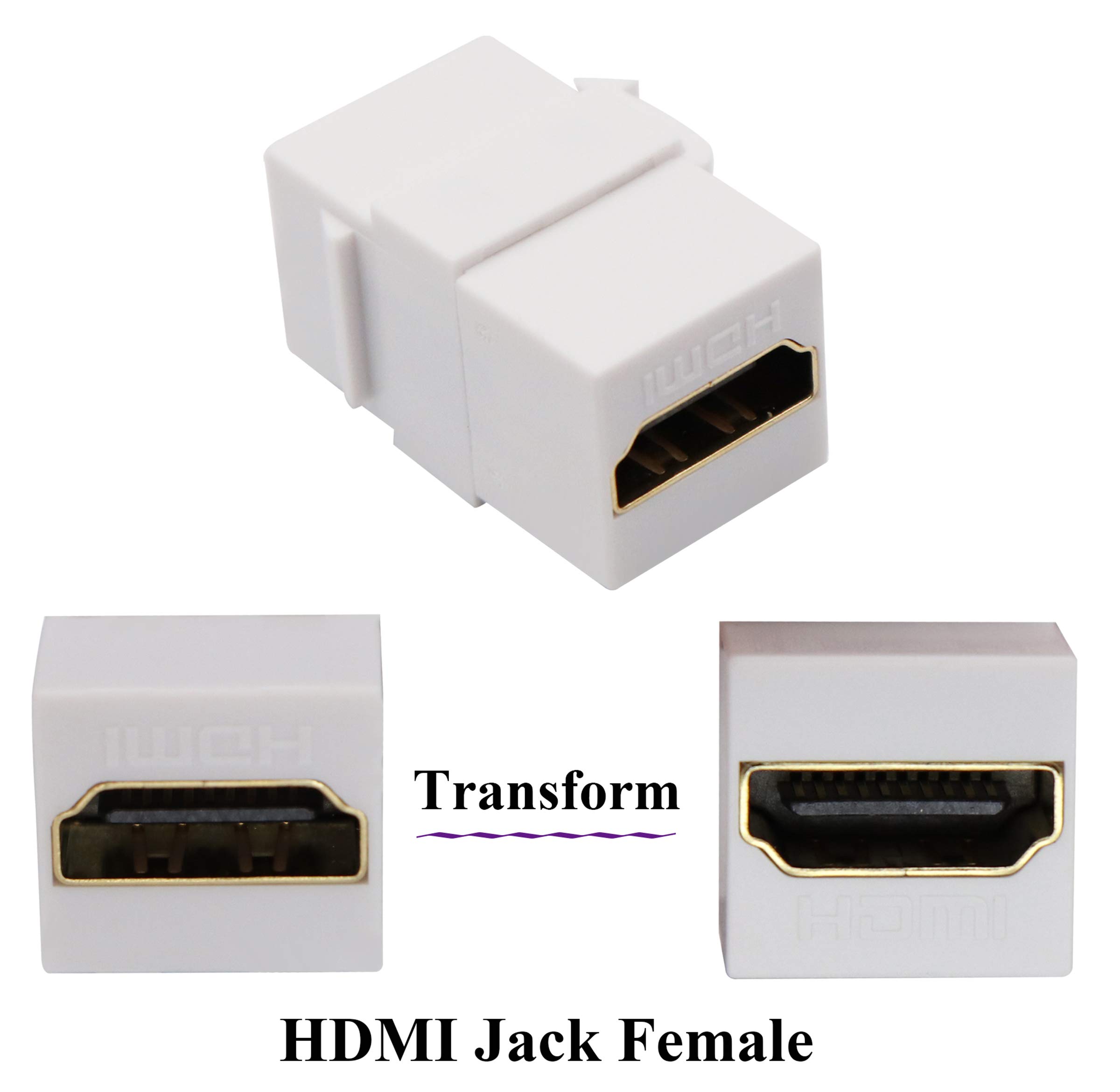 AAOTOKK 4K HDMI Keystone Connecteur Plaqué Or - Pack 5 Insert Jack Murale