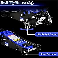 Vista 7 de Gato hidráulico de perfil bajo, profesional, de acero resistente, con bomba de elevación rápida de doble pistón, capacidad de 3 toneladas