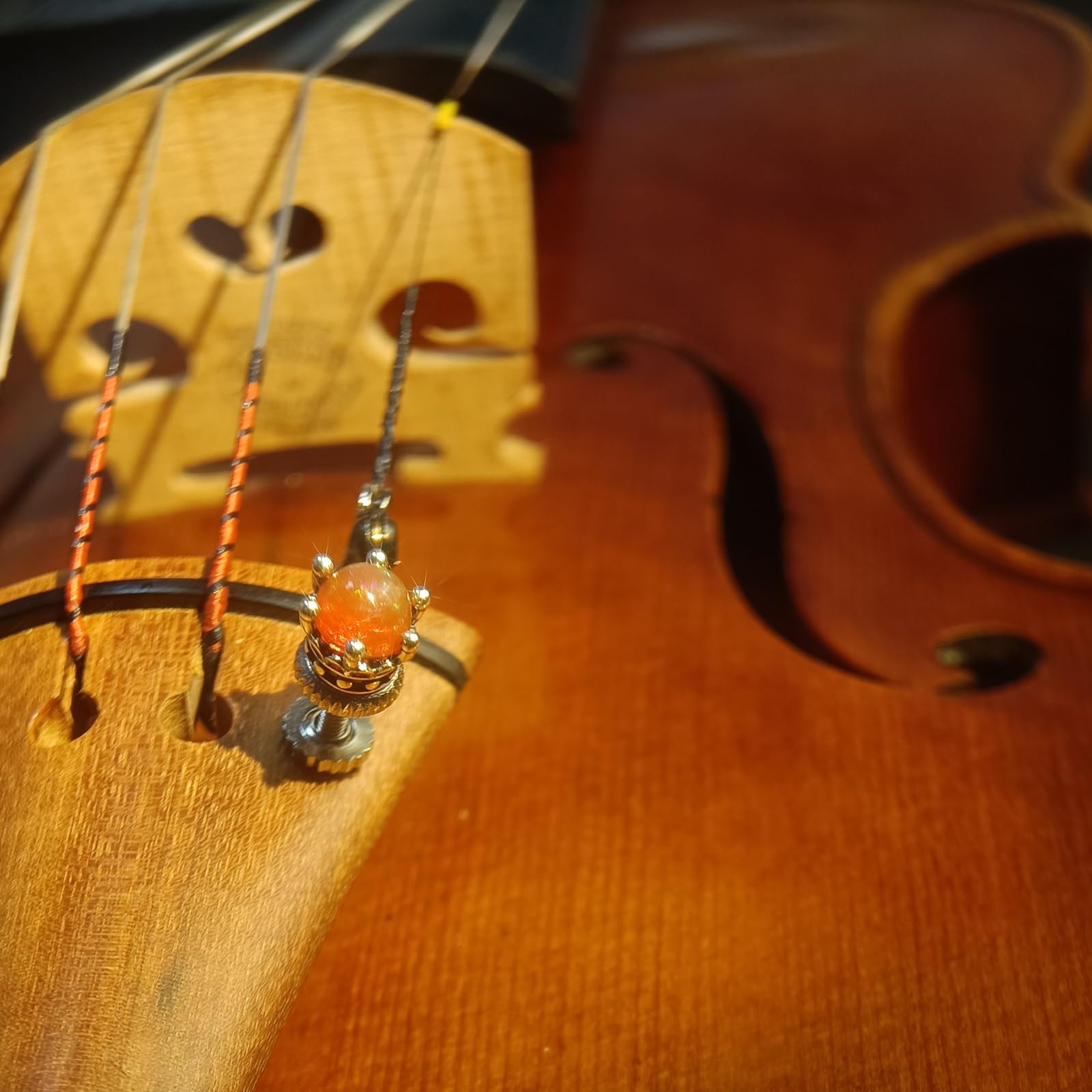 Afinador de violín hecho a mano, ajuste de violín de alta precisión, diseño creativo, piedra de ópalo incrustada, 1 ajustador de cuerda, ópalo naranja (4/4-3/4))