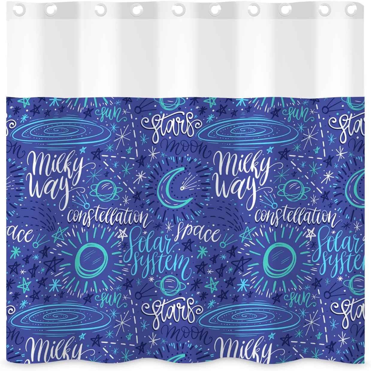 71x71 Inch Without Hook Constellation Shower Curtain and Liner Set Space Milky Way Sun Snap in Shower Curtains for Bathroom Simple Sketches Graffiti Mysterious Unisex Children Bathroom Set