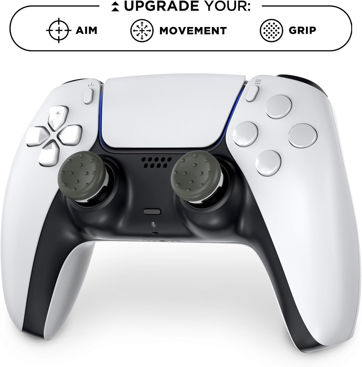 KontrolFreek CQC Classic for PlayStation 4 (PS4) and PlayStation 5 (PS5) Controller | Performance Thumbsticks | 2 Mid-Rise Concave | Gray/White - Image 3