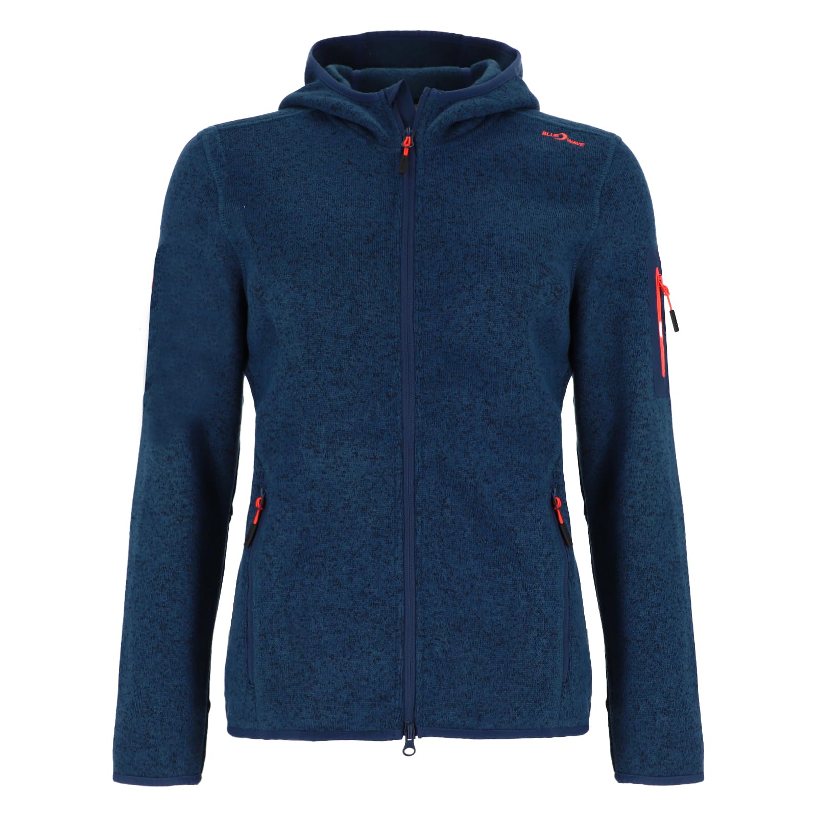 Blue Wave Damen Strickfleecejacke Lotte mit Kapuze - Fleecejacke in Strick- und Melange-Optik