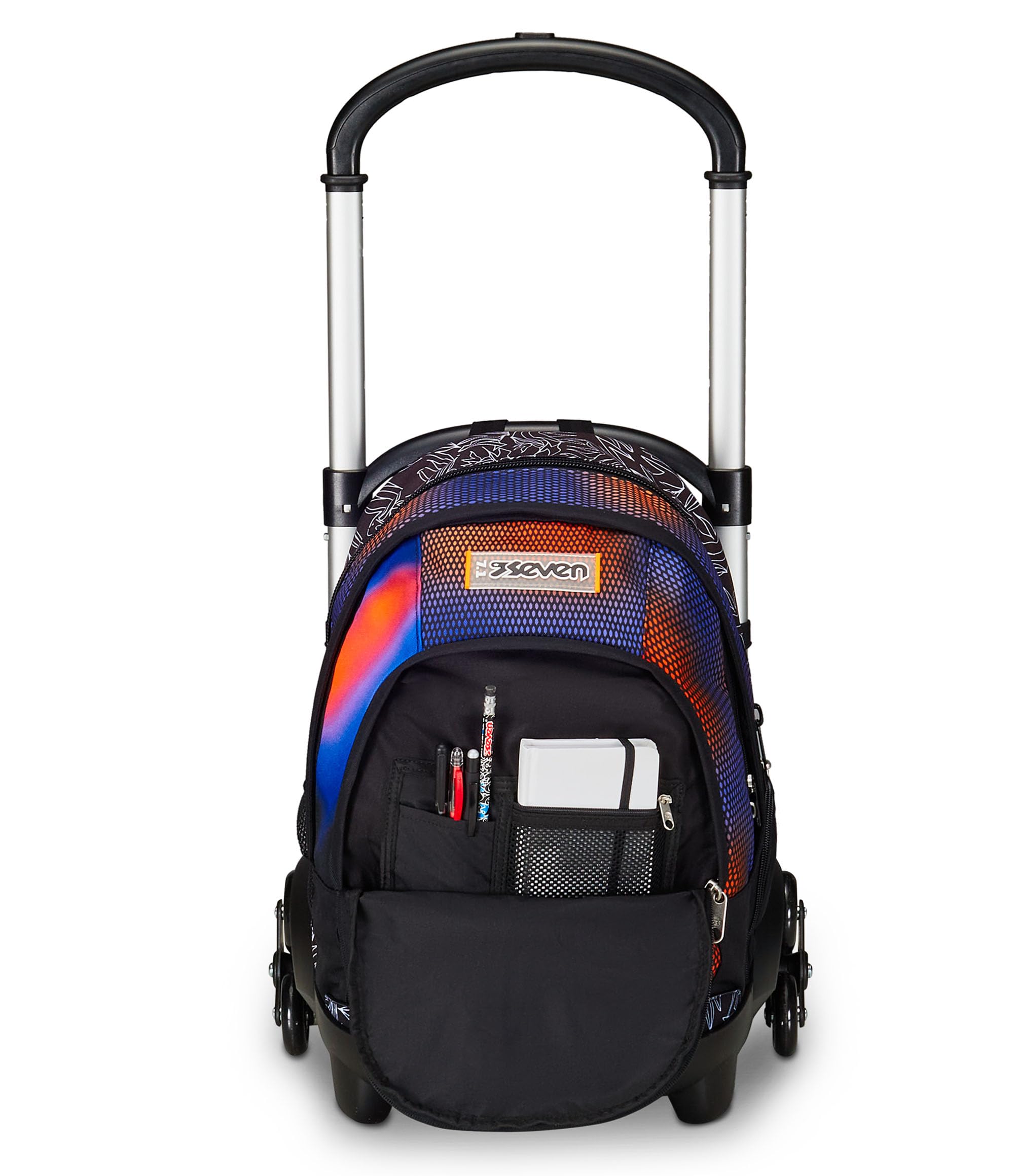 Seven Trolley Scuola Flex 3 Ruote, Blu, Shadefull Boy, 3 in 1, Triplo Uso, Zaino Con Carrello Sganciabile, Tasca Porta Borraccia e Crossover System, Zaino Scuola Viaggio, Bambino Ragazzo