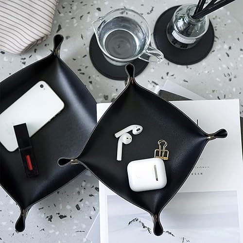 Miniatura 3 de Banugo Bandeja valet bandeja de piel sintética bandeja pequeña de catchall organizador de viaje plegable para joyas adecuado para viajes