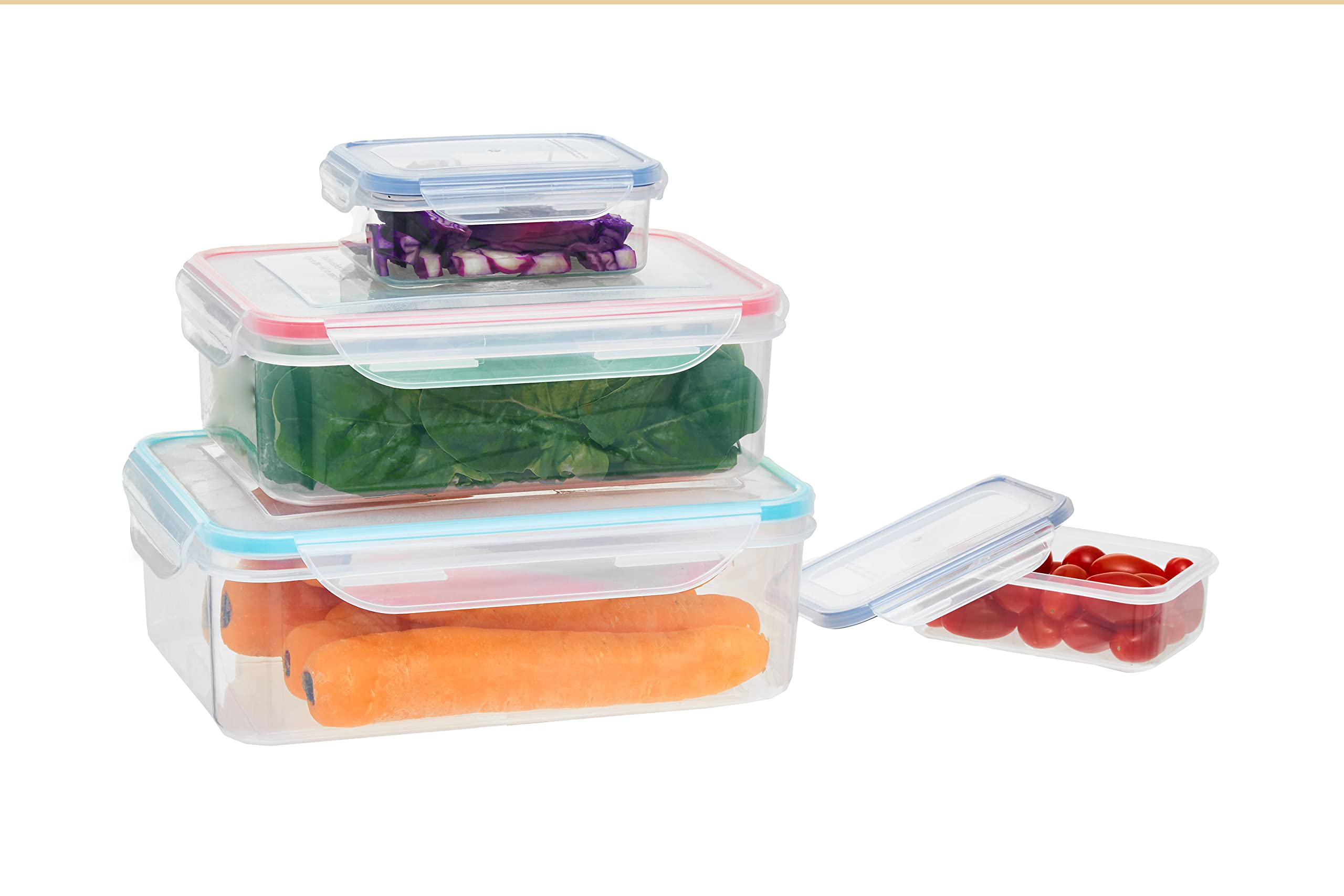 Premier Housewares Rectangular Food Storage Containers with Lids, Set of 4, W21cm x D21cm x H12cm Multi-colour,One Size