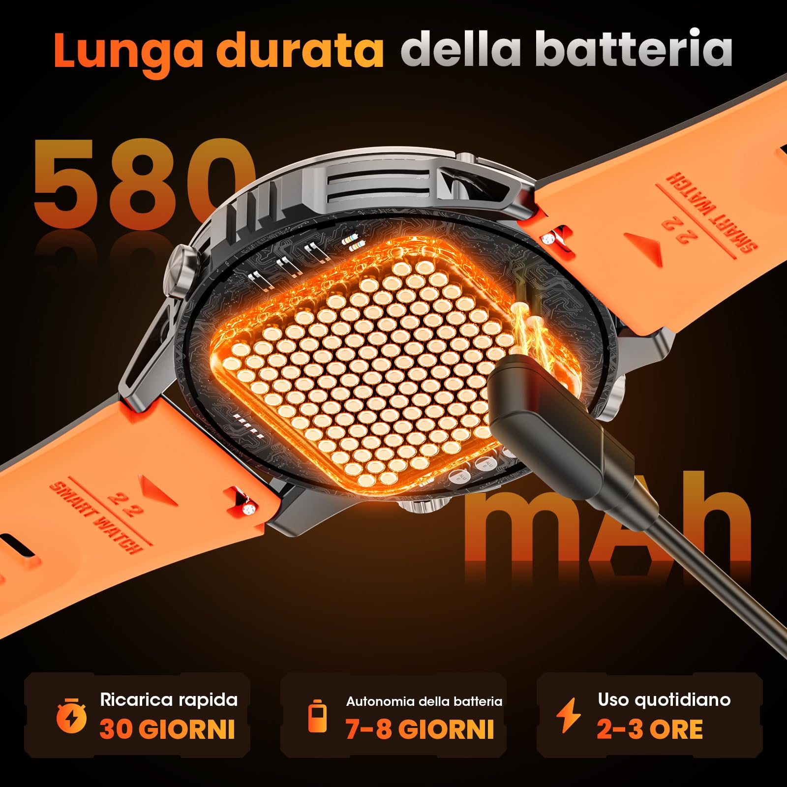 Smartwatch Uomo Militare, 1,46" HD Orologio GPS con LED Torcia, Bussola,100+ Modalità Sportive Smart Watch, Monitoraggio della Salute,Impermeabile IP68, Chiamate Bluetooth per Android iOS