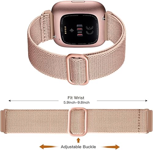Vista 53 de Maledan Paquete de 3 correas elásticas Solo Loop compatibles con Fitbit Versa 2, para mujeres y hombres, correa de reloj deportiva de nailon suave