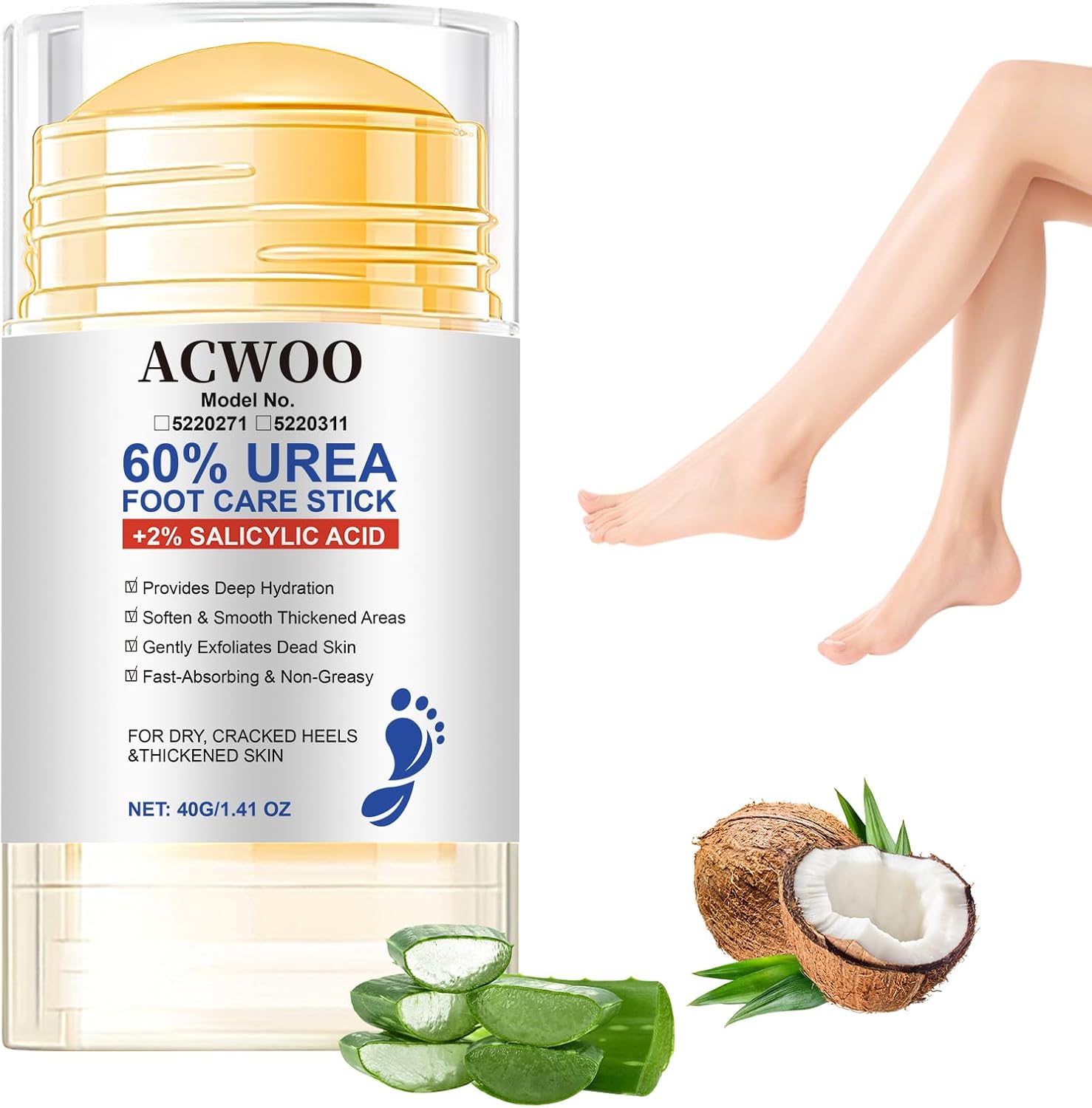 ACWOO Krem mocznikowy 60%, krem do stóp z mocznikiem, pasek naprawczy pękniętych pięt, krem nawilżający do stóp, krem do pielęgnacji stóp, do suchych i pękniętych stóp, dłoni, łokci