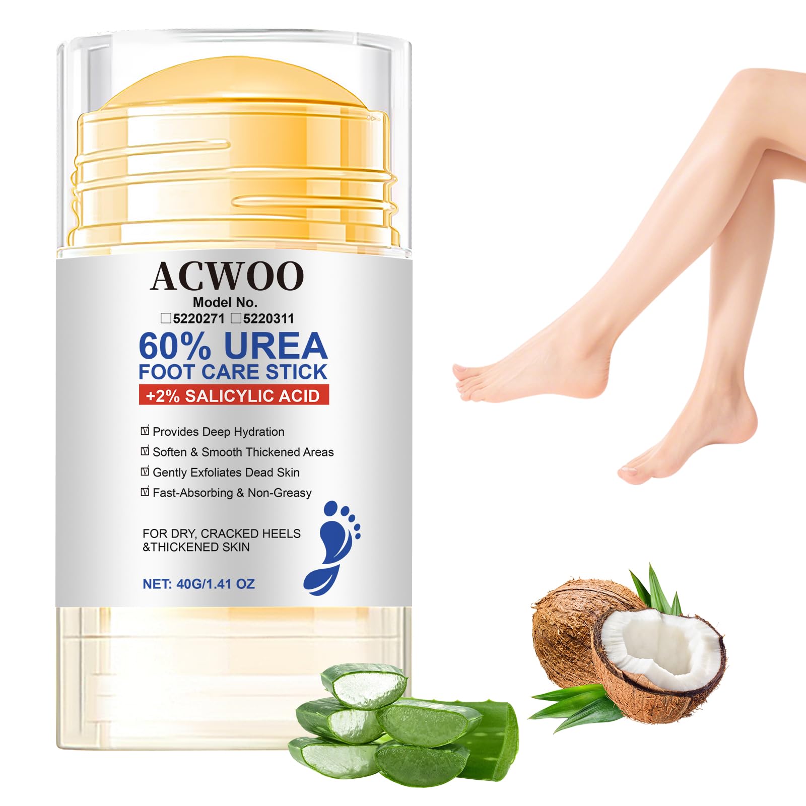 ACWOO Urea Fußcreme 40%, Heel Balm lindert Juckreiz, Anti Hornhaut Intensiv-Creme und Erweichung der Haut, Foot Chap Cream für Trockene, Rissige Füße, Hände, Fersen, Ellbogen