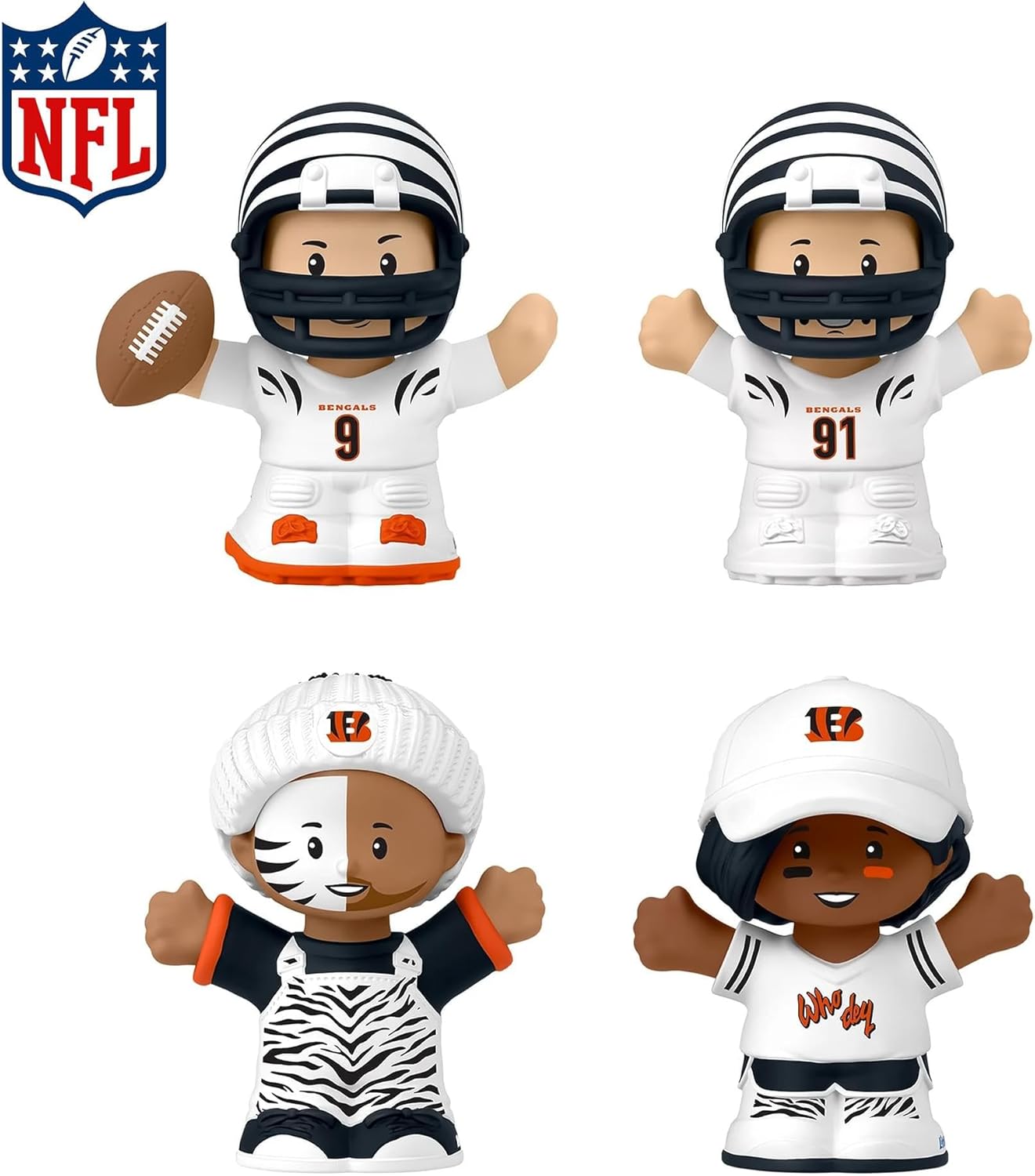 Little People NFL 4 Piece Collector Figure Box Team Set, Team Colors, One Size (Cincinatti Bengals Alternate Jersey Seriers 2)