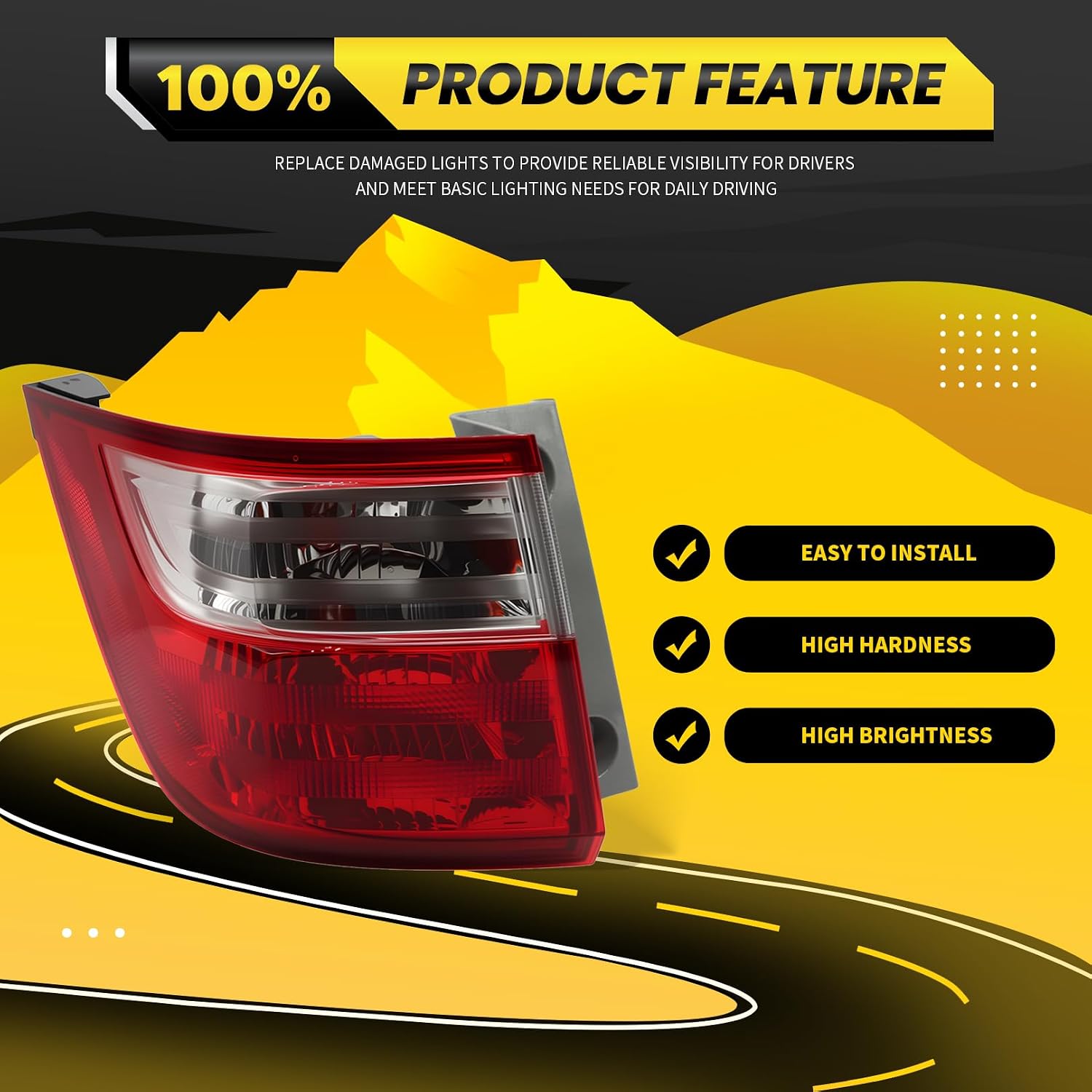 Outer Left Tail Light Assembly Compatible with 2011-2013 Odyssey Driver Side Rear Taillight Tail Lamp Rear Break Light 33550TK8A01 HO2804100 12014255 (Left)