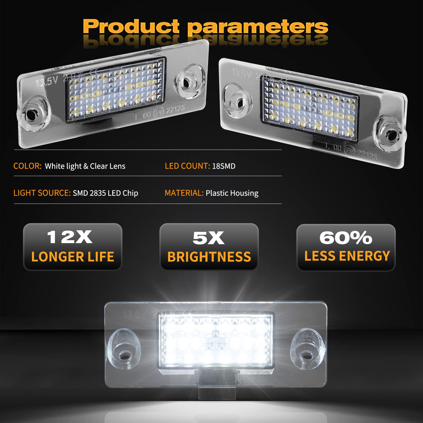 Pack 2 LED Plaque Immatriculation Canbus Sans Erreur Peugeot 107 / Citroën C1 2005-2014 – Blanc Xénon Ultra Puissant 2835 SMD