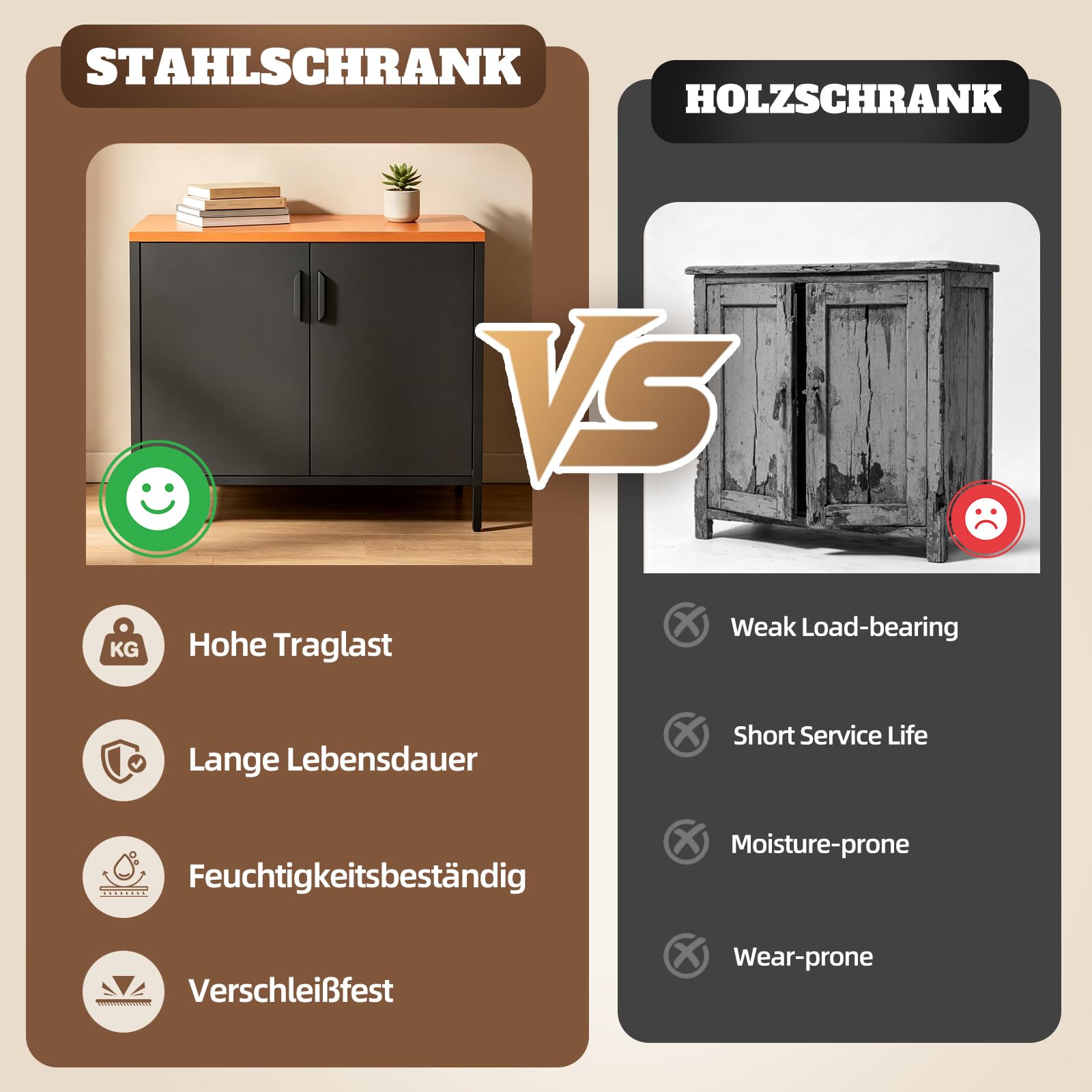Metallschrank Kleiner Schrank Aufbewahrungsschrank Sideboard Vorratsschrank Werkzeugschrank Flurschrank Balkonschrank Gartenschrank Küchenschrank Verstellbarer Einlegeboden 40T x 80B x 76H cm, Schwarz