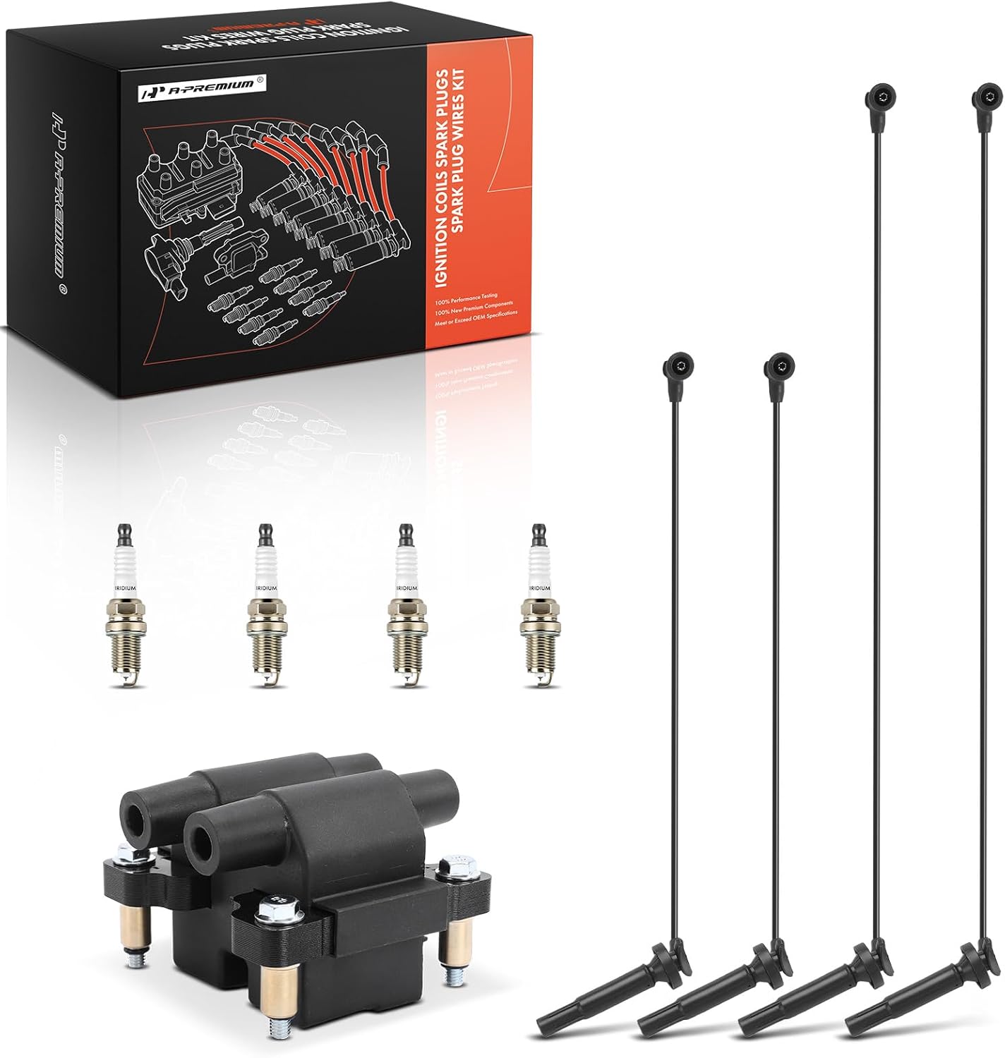 A-Premium 1 Ignition Coil with 4 Wire and 4 Iridium Spark Plugs Compatible with Subaru Outback 2005-2009, Forester 2005-2008, Impreza 2005-2010, Legacy 2005-2009 & Saab 9-2X 2005-2006, 2.5L