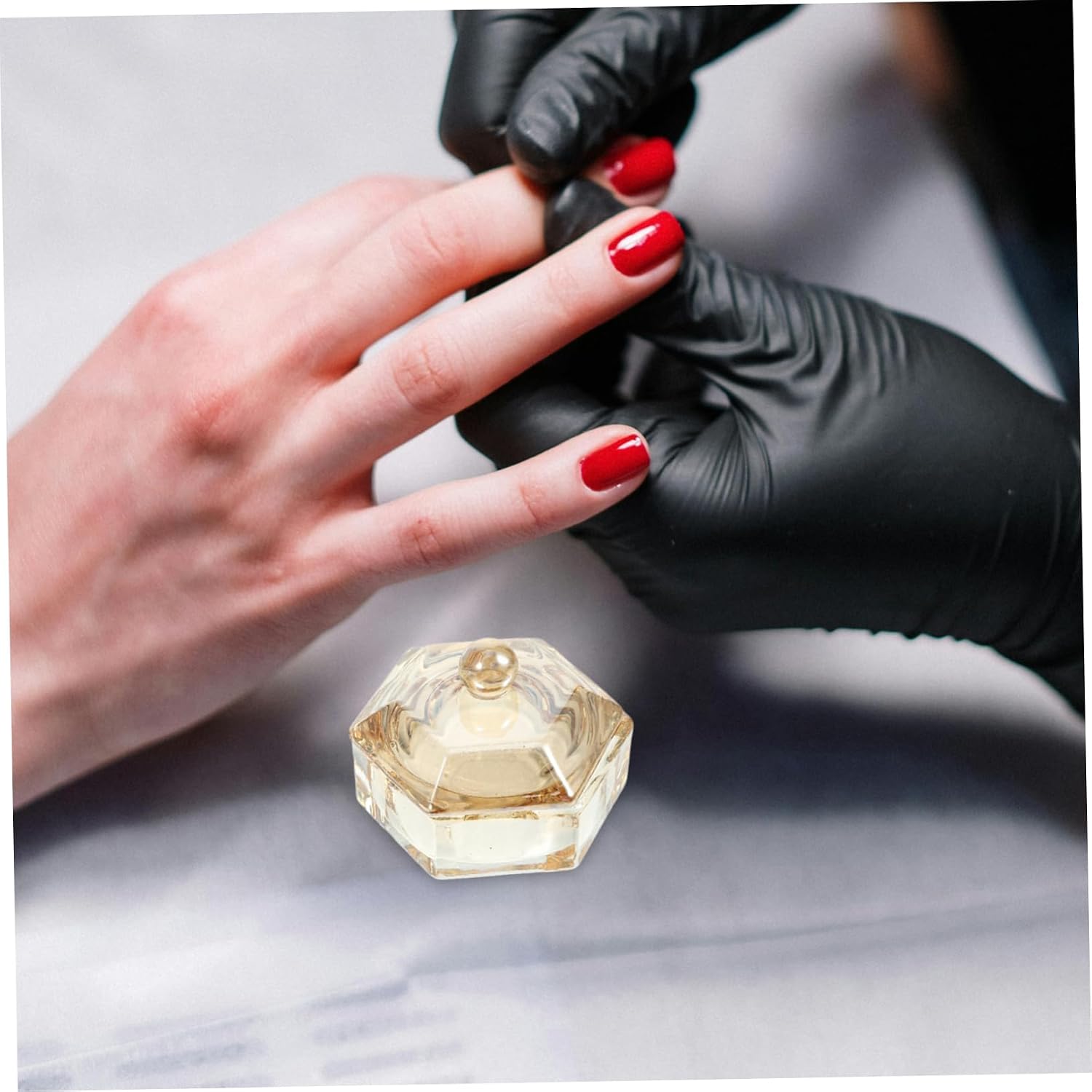 CALLARON 2pcs Crystal Nail Art Dish Cup Replaceable Glass Nail Bowl Lidded Art Bowl for Manicure