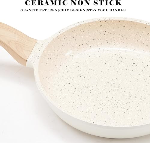 Miniatura 5 de Juego de ollas y sartenes antiadherentes de cerámica con punto de granito, juego de 3 piezas de utensilios de cocina de cocina con sartén y