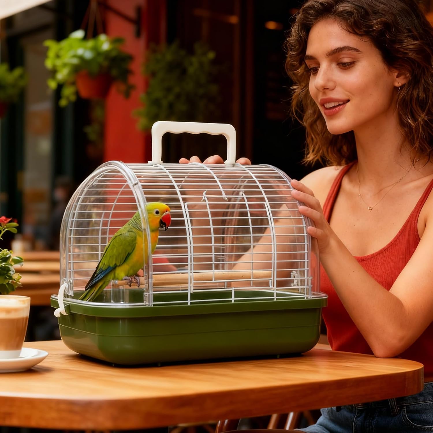 Bird Carrier, Compact Travel Cage, Standing Perch with Clear Window, Portable Travel Bird Cage for Parakeets, Cockatiels, Bearded Dragons, Safe Transport, Outdoor Trips or Veterinary Visits