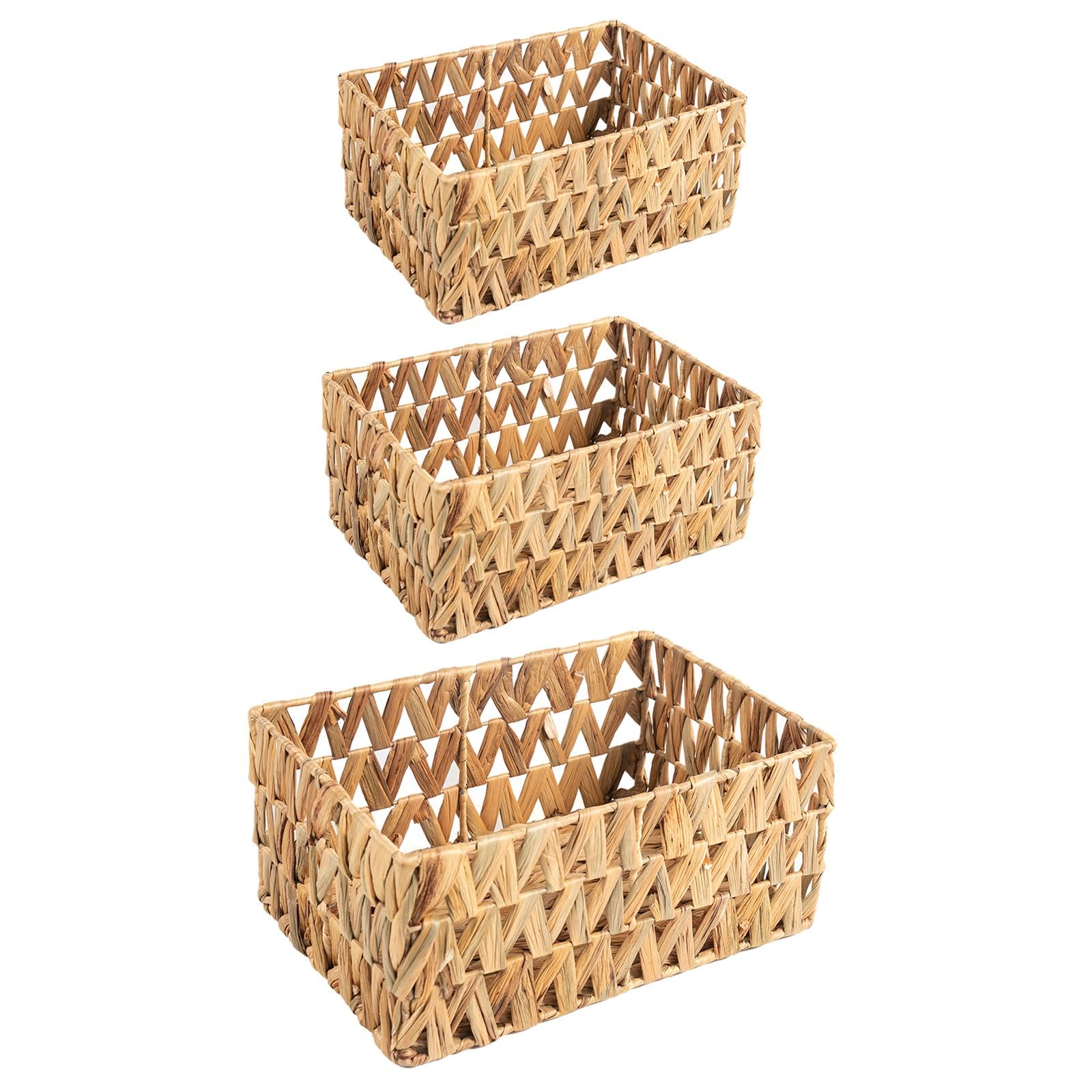 Greenatural Set di 3 cestini portaoggetti in giacinto d'acqua