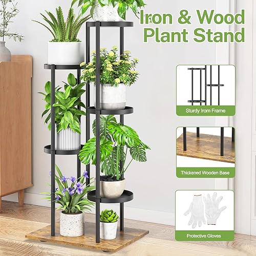 Miniatura 4 de iDavosic.ly Soporte para plantas de 5 niveles para interiores y exteriores, estante de esquina escalonado para múltiples macetas, estante de