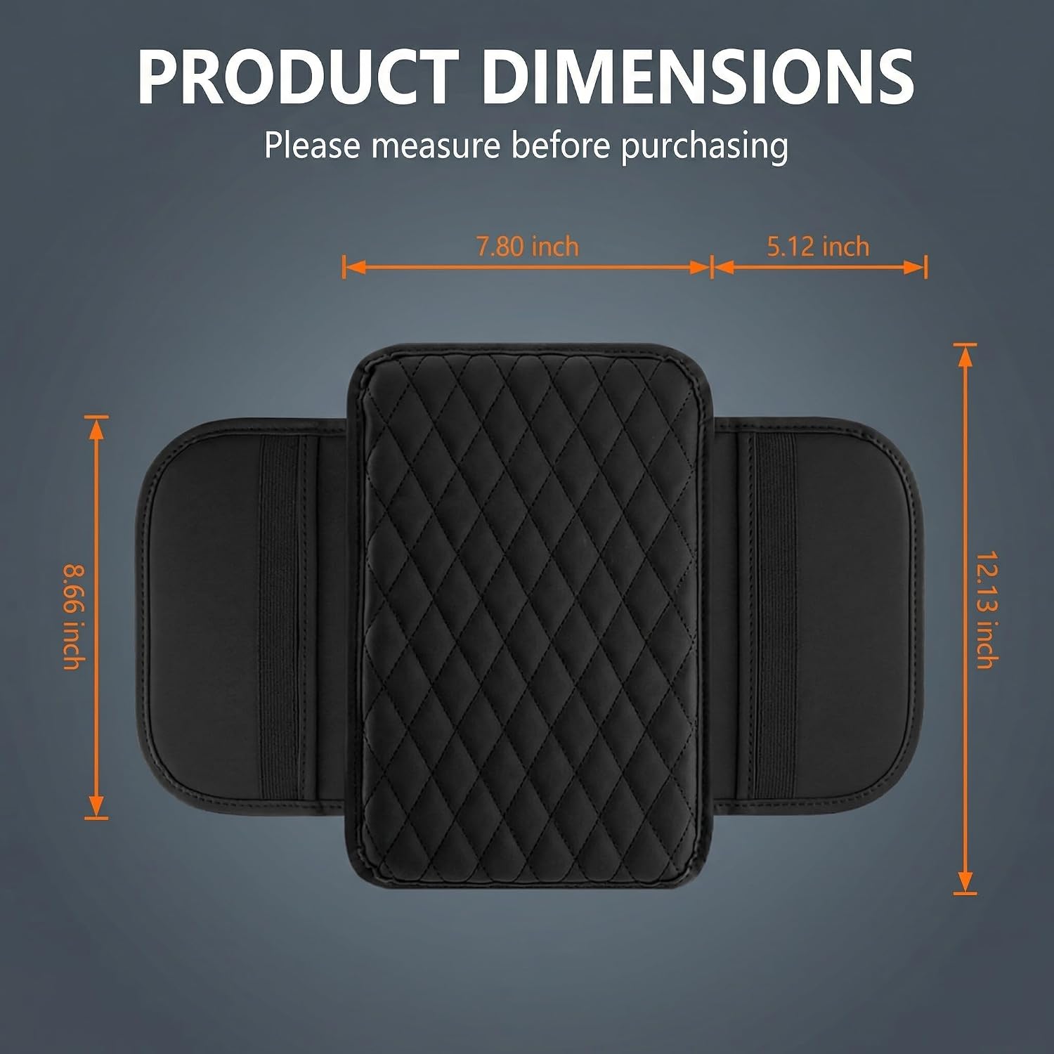 Car Center Console Cover, Leather Car Arm Rest Cover, Middle Console Covers with Storage Bags, Auto Interior Armrest Covers Cushion, Universal for Most Vehicles (Black)