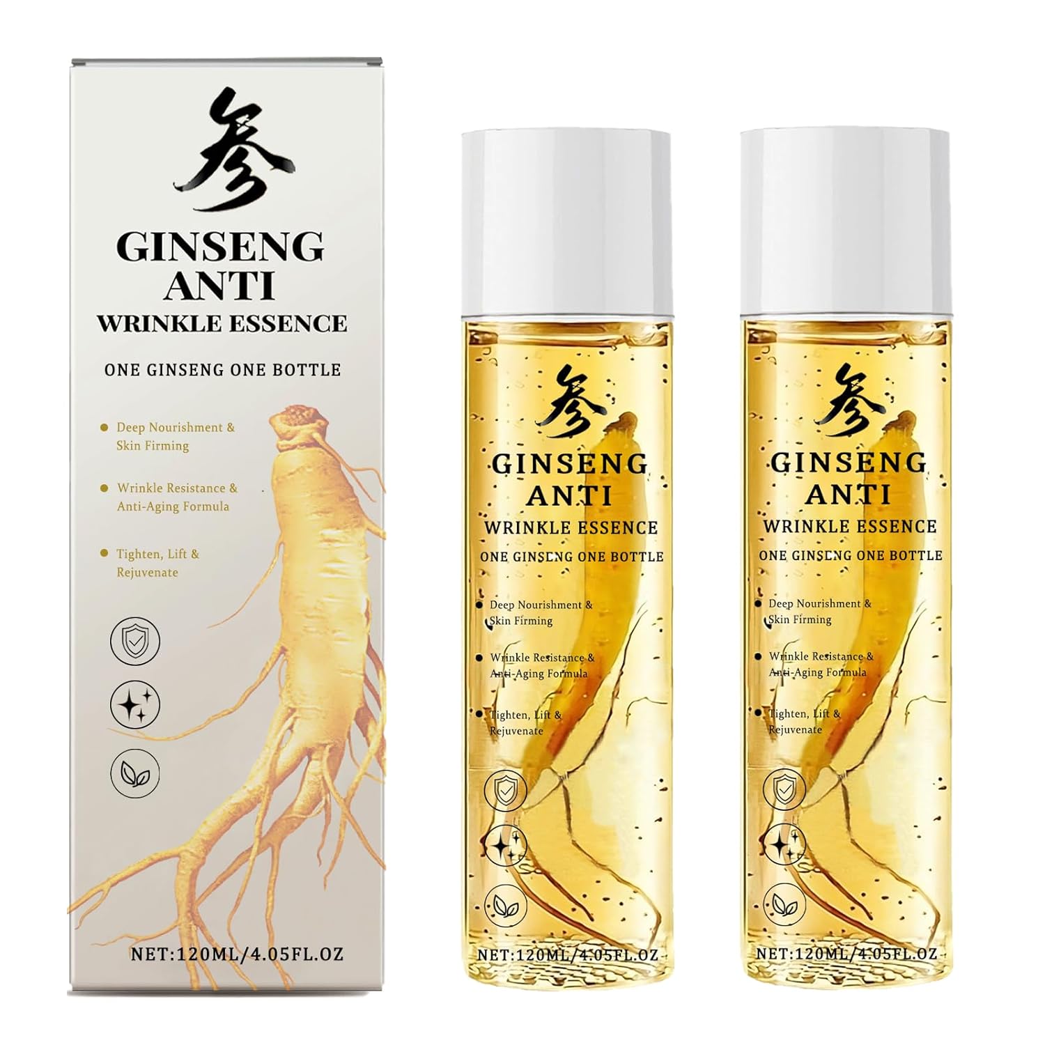 Ginseng Essence Anti-Wrinkle Serum – Hydrating & Firming Face Oil with Ginseng Root Extract – Korean Herbal Ginseng Supplement for Smoother Skin