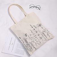 Vista 3 de Reginary 4 bolsas de lona para mujer, bolsas de lona para compras, estéticas, reutilizables, bolsas de comestibles para regalos (flores silvestres)