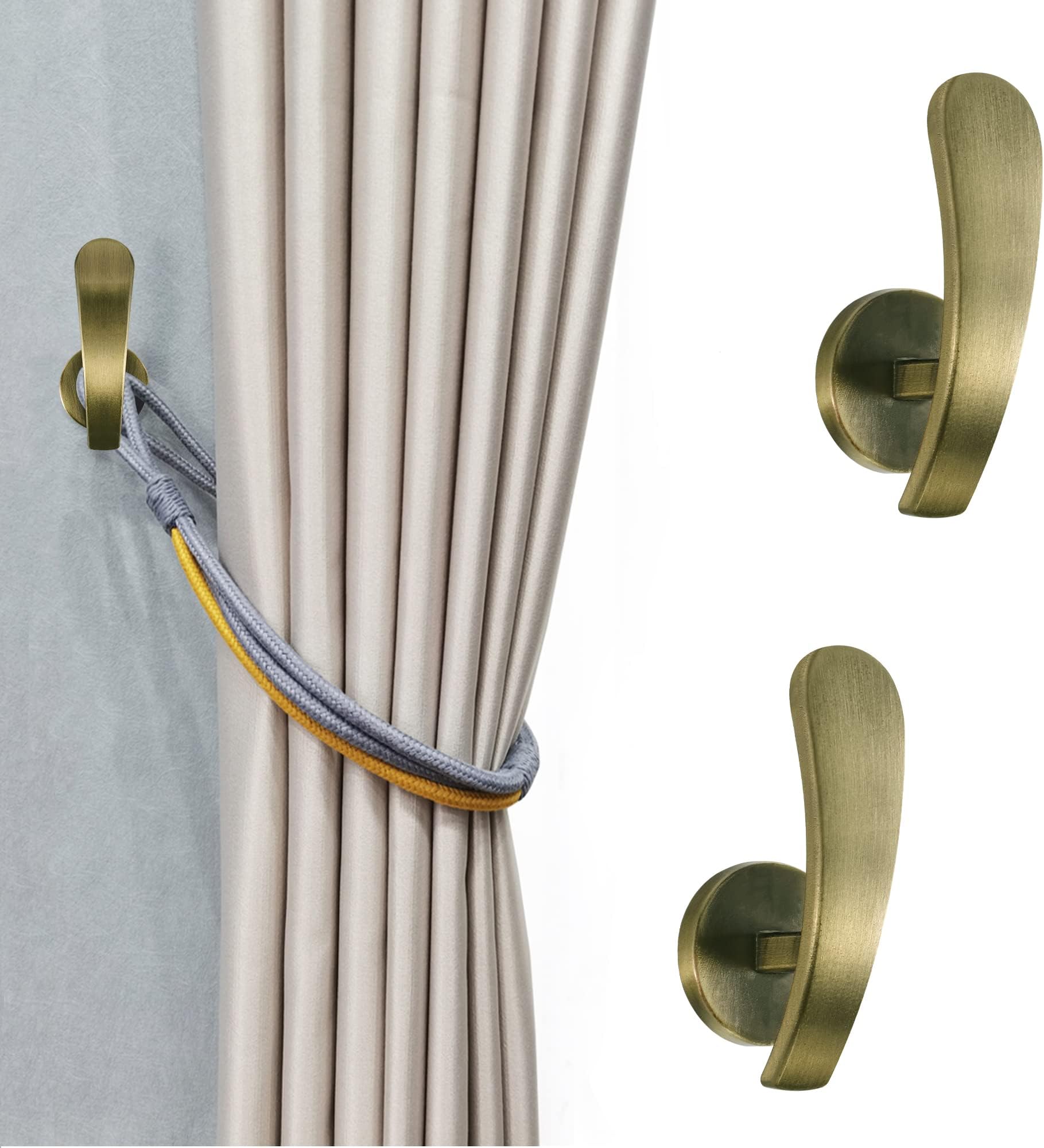 Curtain Holdback, 2pcs Wall Mounted Drapery Tiebacks with