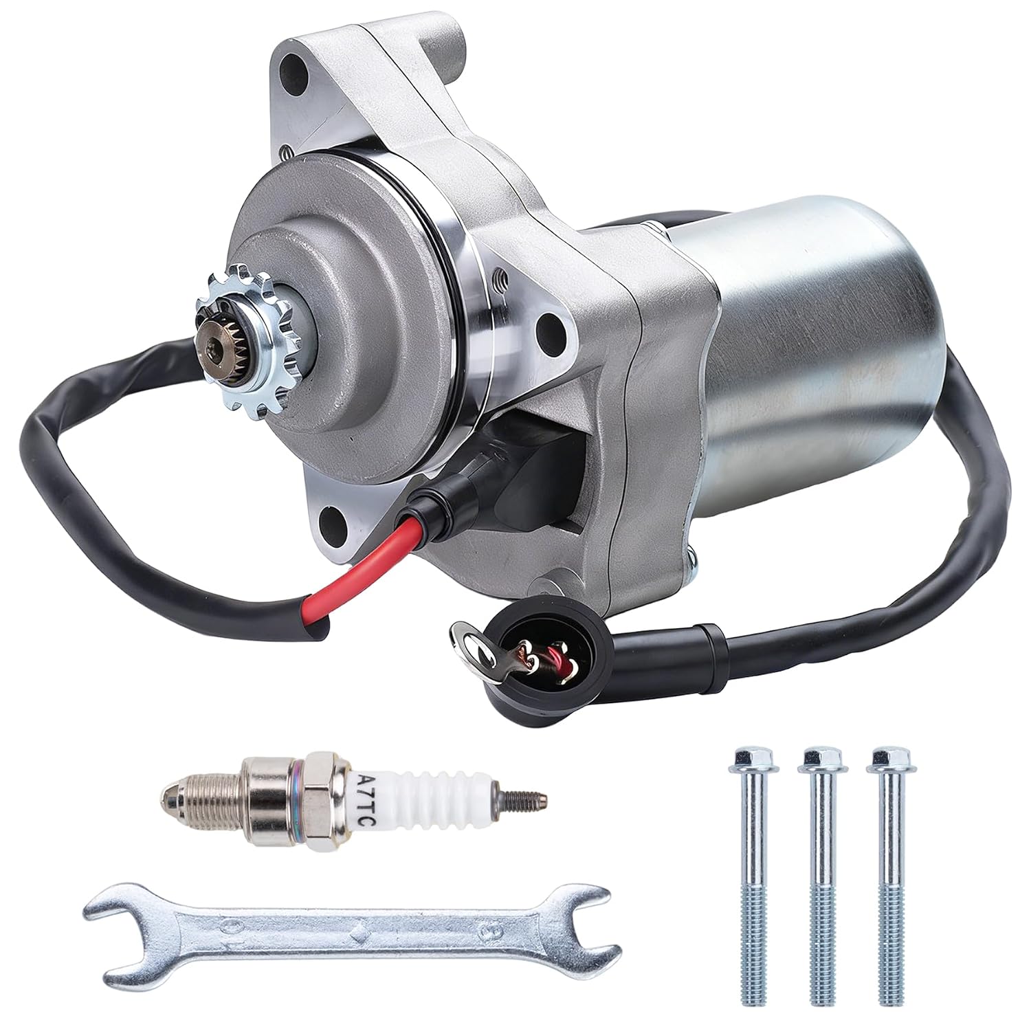 Starter for 50cc 70cc 90cc 100cc 110cc 125cc 4 Stroke Quad Wheelers ATVs Taotao SSR Roketa Go Karts Dirt Bike Pit Bike Sandrail Jonway SunL Dune Buggy Sandrail Coolster, 3 Bolt Electric Starter Motor