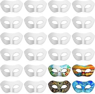 48 Pack Paper Mache Masks Half Face White Masquerade Mask DIY Blank Mardi Gras Halloween Masquerade Cosplay