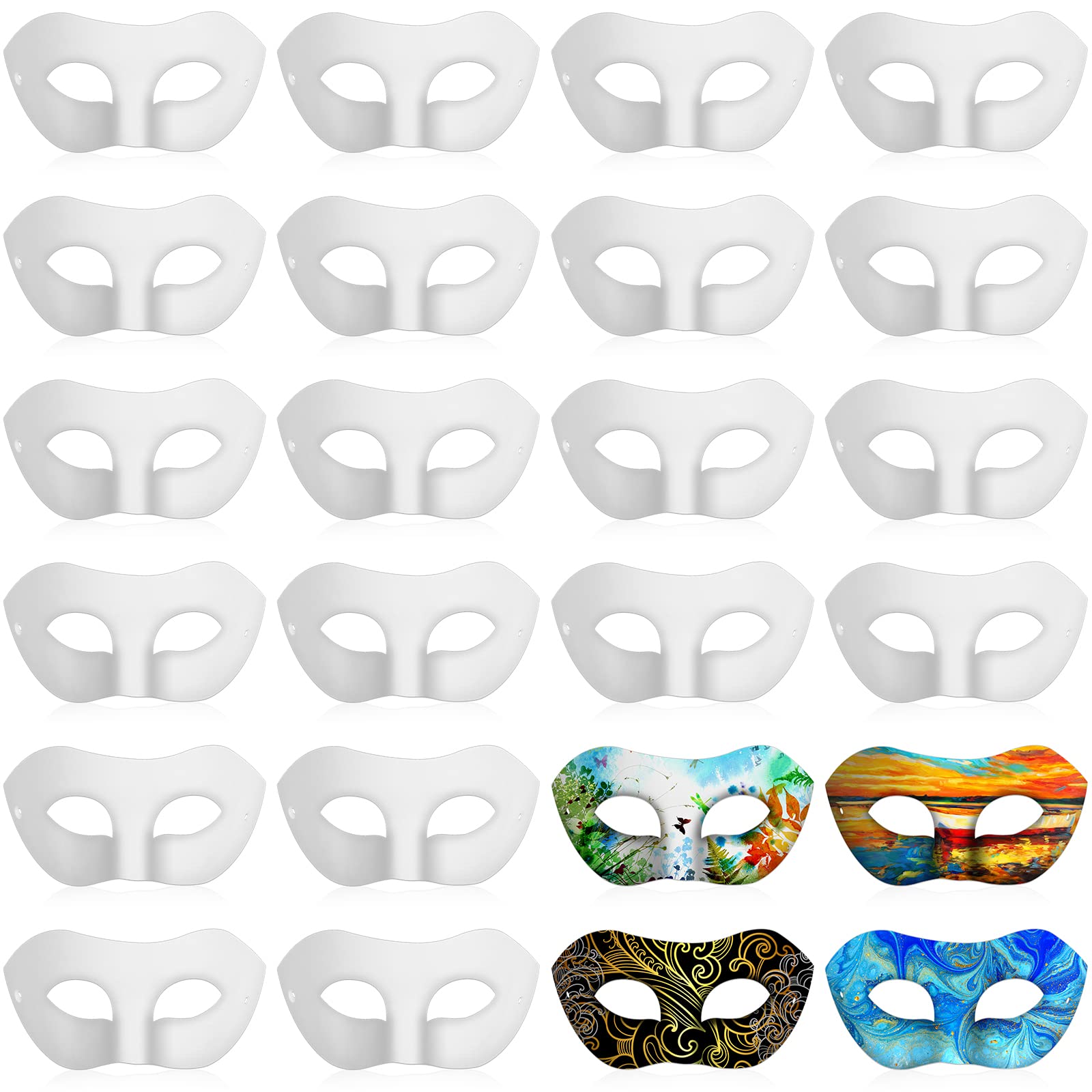 48 Pack Paper Mache Masks Half Face White Masquerade Mask DIY Blank Mardi Gras Halloween Masquerade Cosplay
