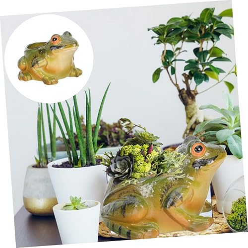 Miniatura 5 de Maceta de cerámica única para decoración de rana, maceta suculenta artificial, decoración del hogar, mini contenedor de plantas