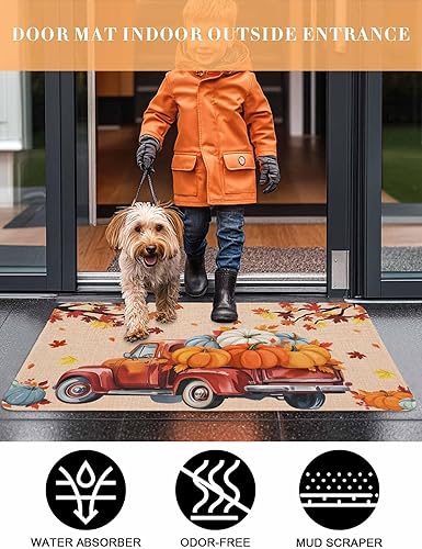 Vista 513 de Tapete de Feliz Navidad, tapete antideslizante para puerta delantera, baño, cocina, dormitorio, patio, entrada, 16 x 24 pulgadas, rojo, negro y verde