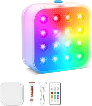 Rechargeable Pool Lights with Remote, 16 Color Changing Submersible LED Lights, Waterproof Pool for inground, Ponds, Bathtub Decorations, 1 Pack