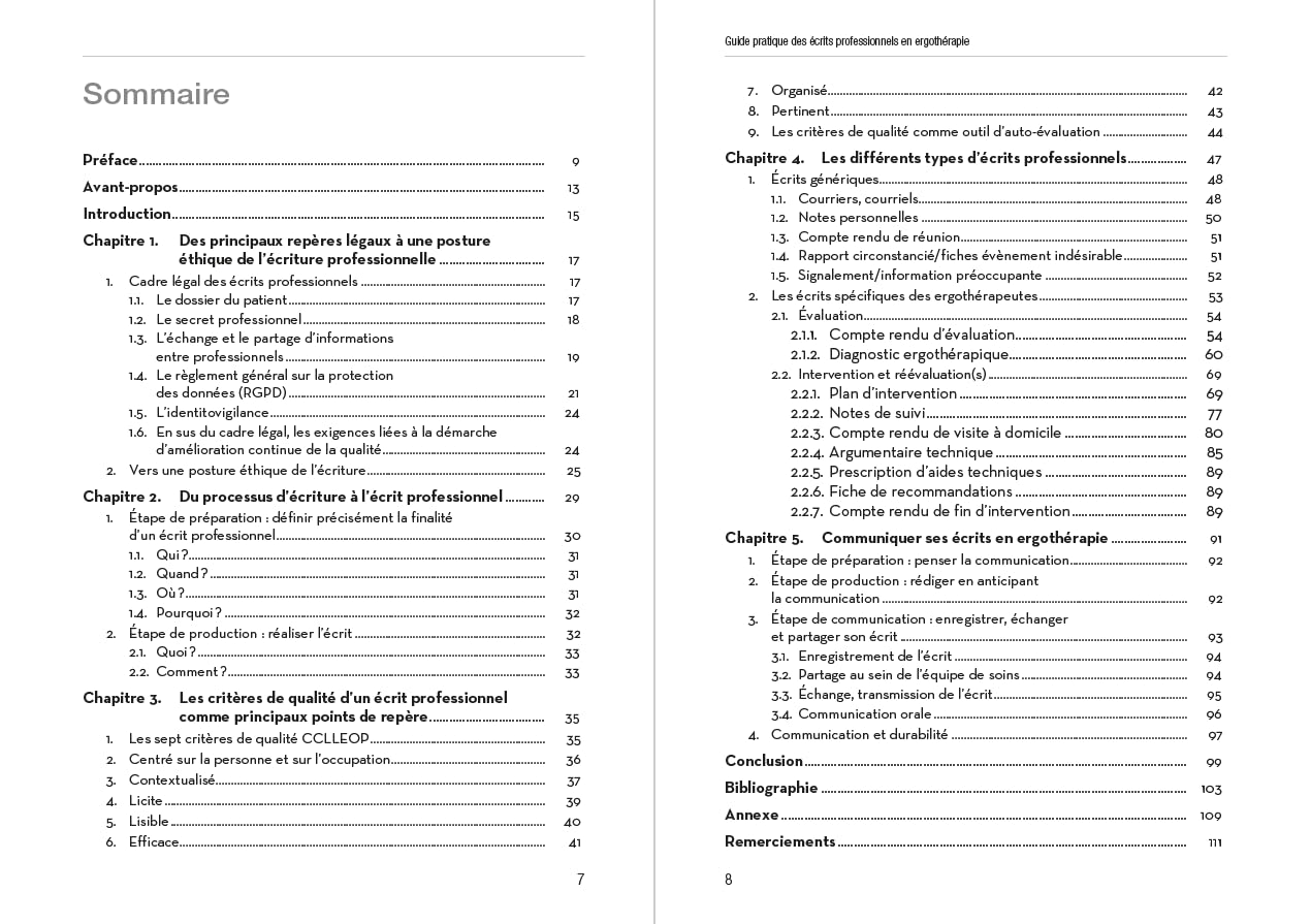 Guide pratique des écrits professionnels en ergothérapie: Compte rendu d’évaluation et d’intervention, diagnostic ergothérapique, notes de suivi, plan d’intervention, argumentaire technique