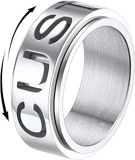 FindChic Stainless Steel Spinner Band Rings for Men Women Triple Moon/Trinity Celtic Knot Mixed Color/18K Gold Plated Width 8mm Size 7 to 14 Engraved Personalized Rotatable Anxiety Ring, Send Gift Box