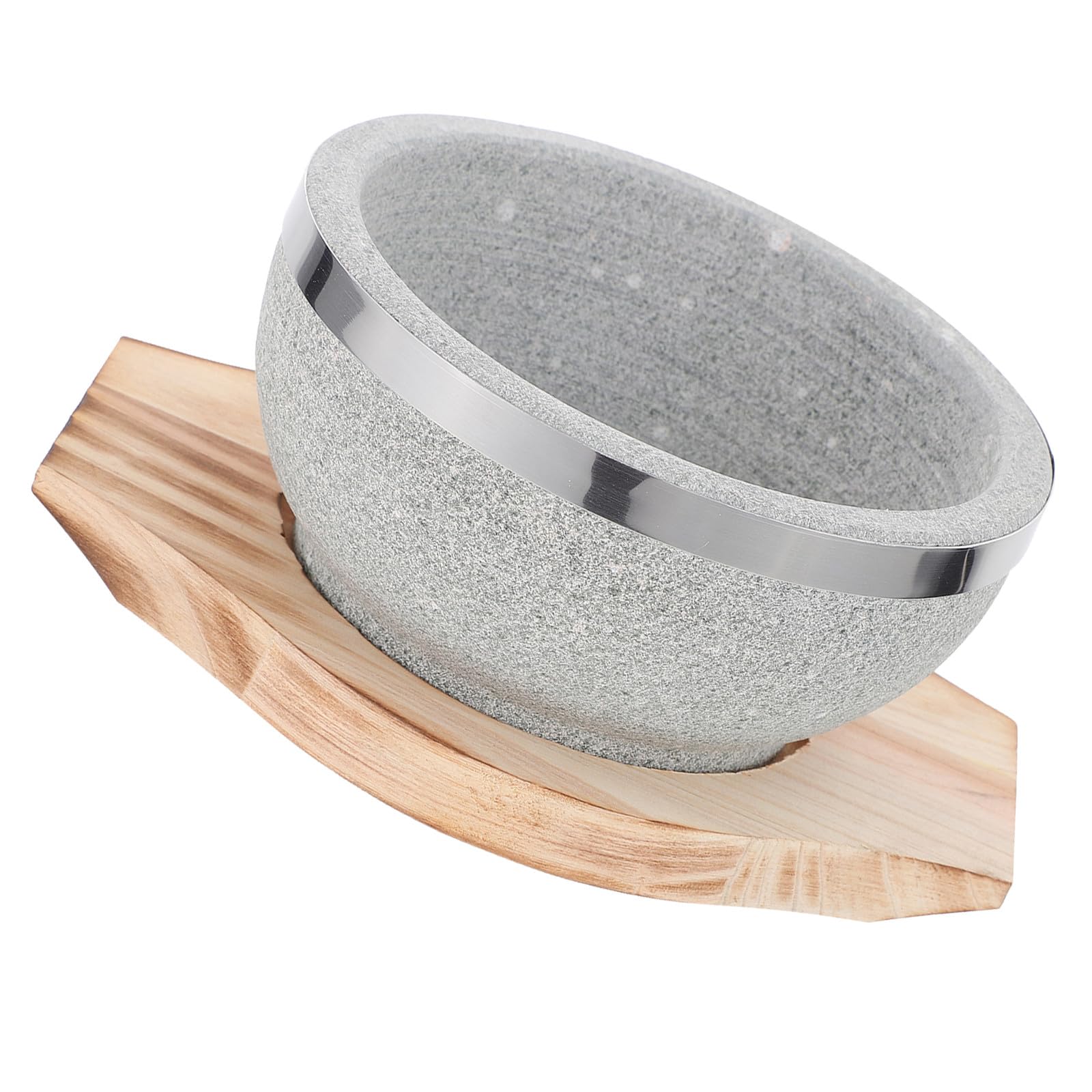KICHOUSE Kamienna Do Bibimbap z Drewnianą Podstawką Tradycyjna Koreańska Miska Do i Potraw Odporna Ogień i Serwowania Zestaw Kuchenny Korean Cooking Essentials