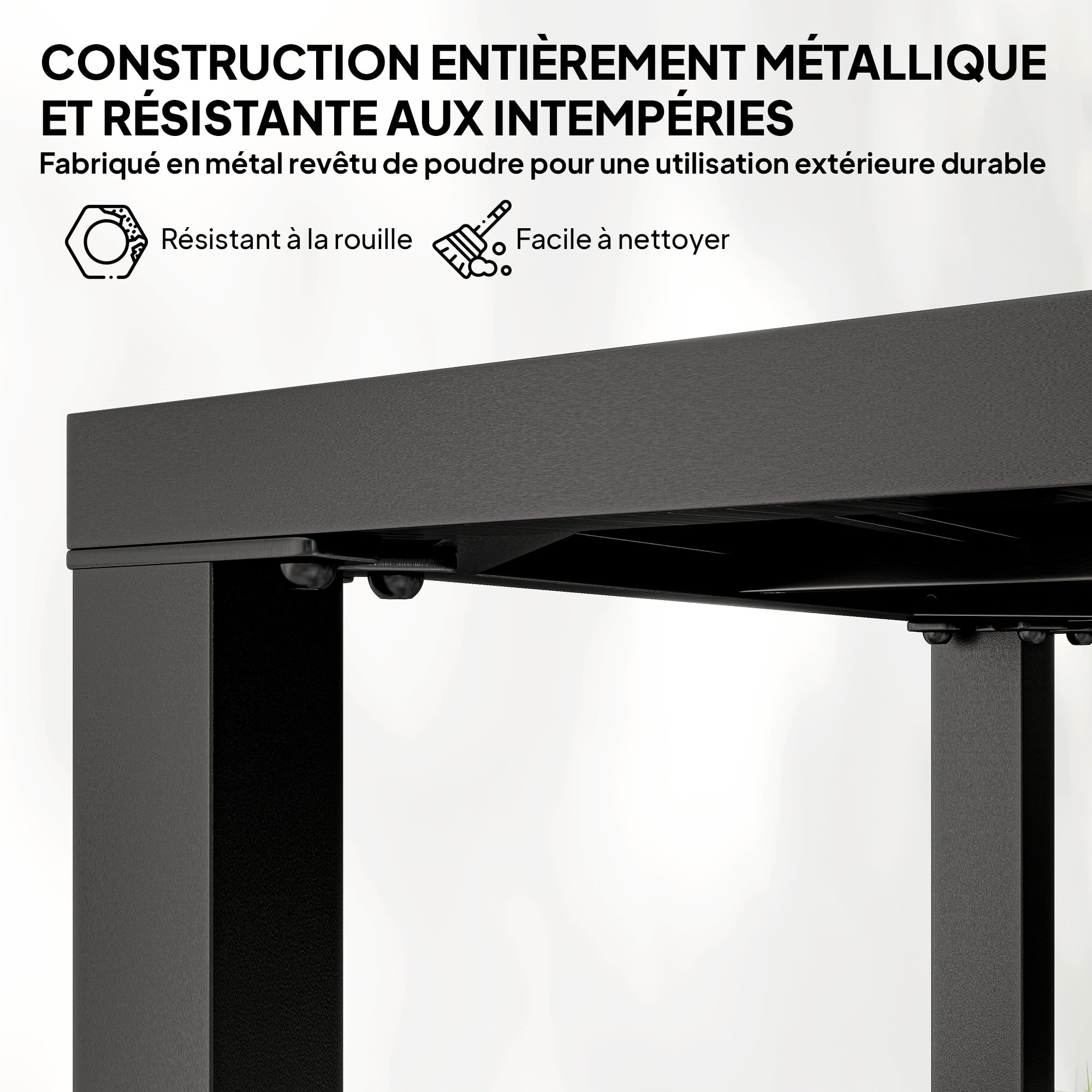 Outsunny Table de Jardin carrée 45 x 45 x 45,5 cm Noir métal intérieur extérieur