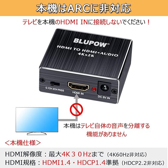 Amazon Co Jp Blupow 4k30hz Hdmi音声分離器 光デジタル 3 5mmステレオ音声出力 デジタルオーディオ サウンド分離 音声分配器 2160p Hdcp1 4 3d対応 Ps4slim Fire Tv Stbなど対応 Va 家電 カメラ