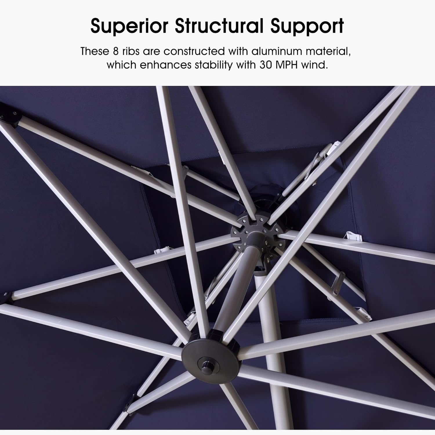 PURPLE LEAF 12 FT Cantilever Patio Umbrellas with Base Included, Large Square Offset Umbrella with 360° Rotation, Outdoor Aluminum Pool Umbrella for Pool Lawn Garden, Navy Blue