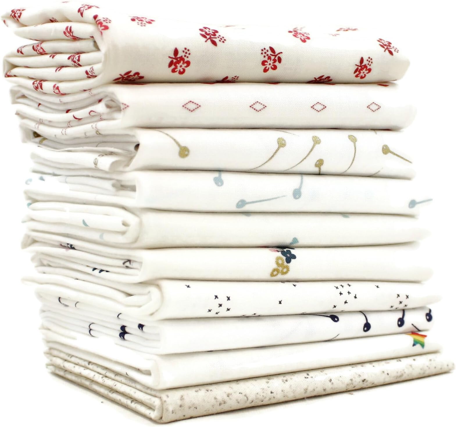 White Low Volume Precuts Fat Quarter Bundle (LV.10FQ) by Mixed Designers for Southern Fabric