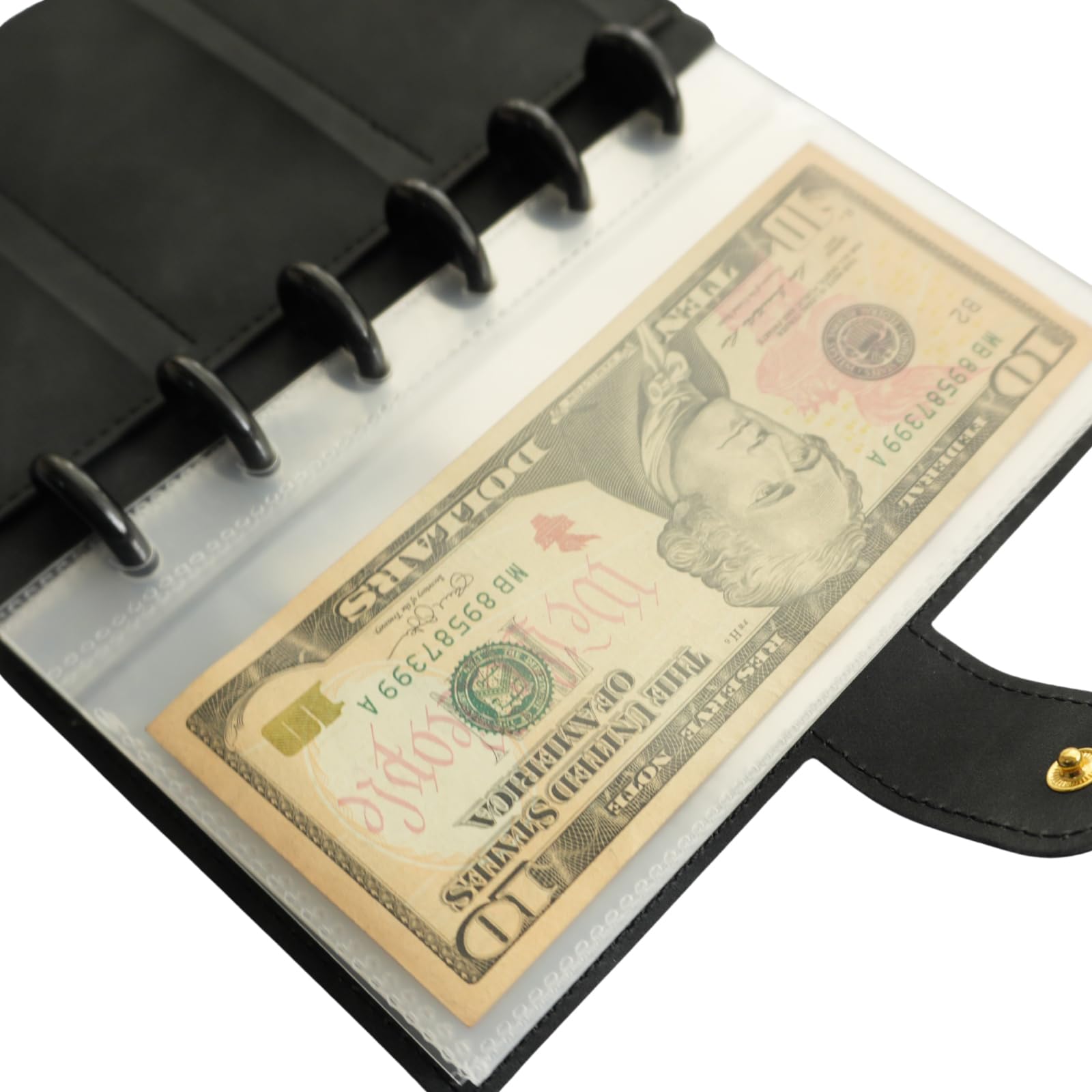 Álbum de colección de monedas con 20 bolsillos de polipropileno transparente, interior de 6.42 x 3.11 pulgadas, cubierta de piel sintética hecha a mano con cierre de botón, funda protectora