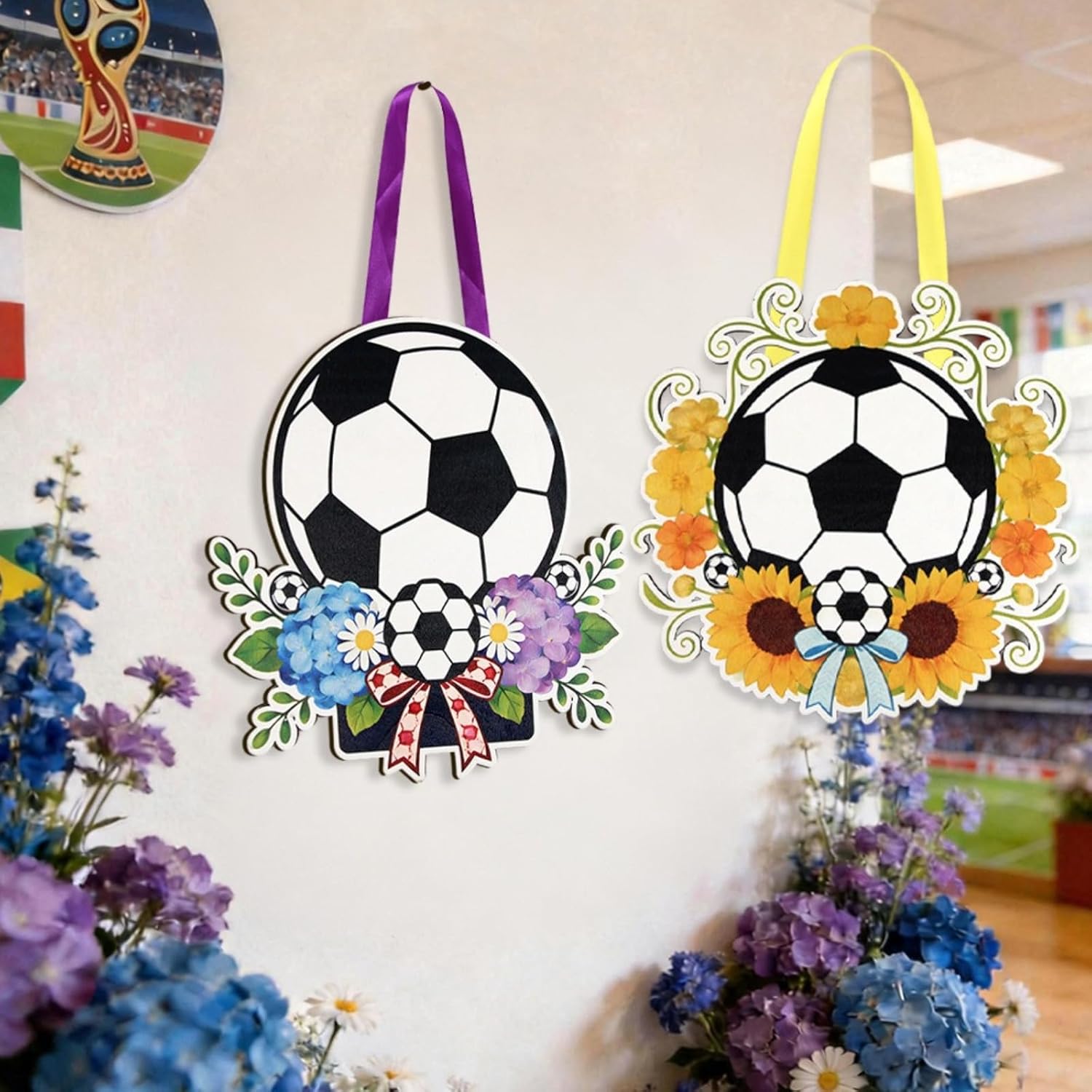 Football Wooden Pendant Color Printing Football Wooden Pendant Door Hanging