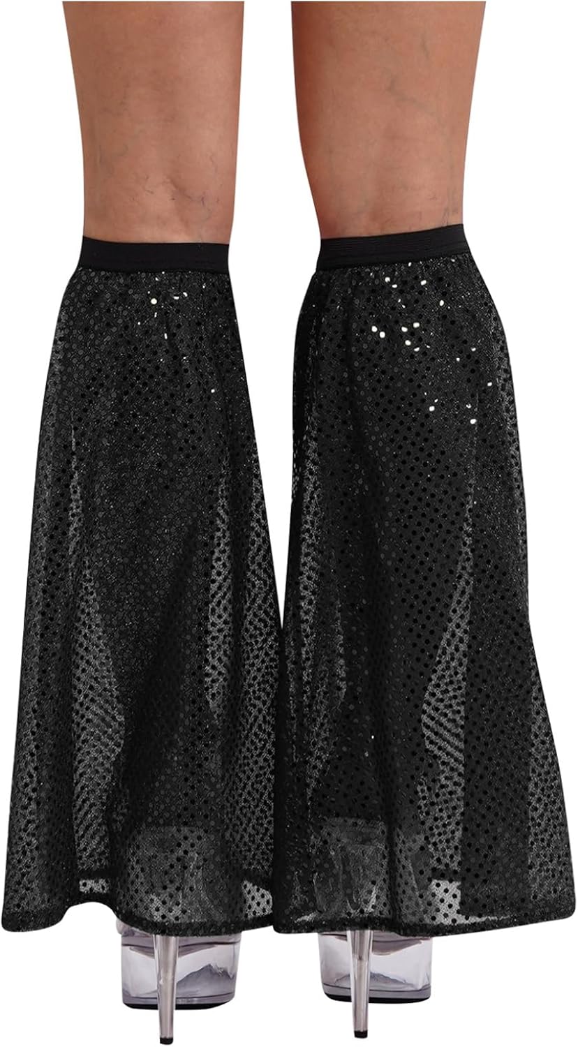 Women's 70S Disco Boot Covers 80s Sparkly Sequin Leg Warmers Costume Accessories for Party Rave Dance